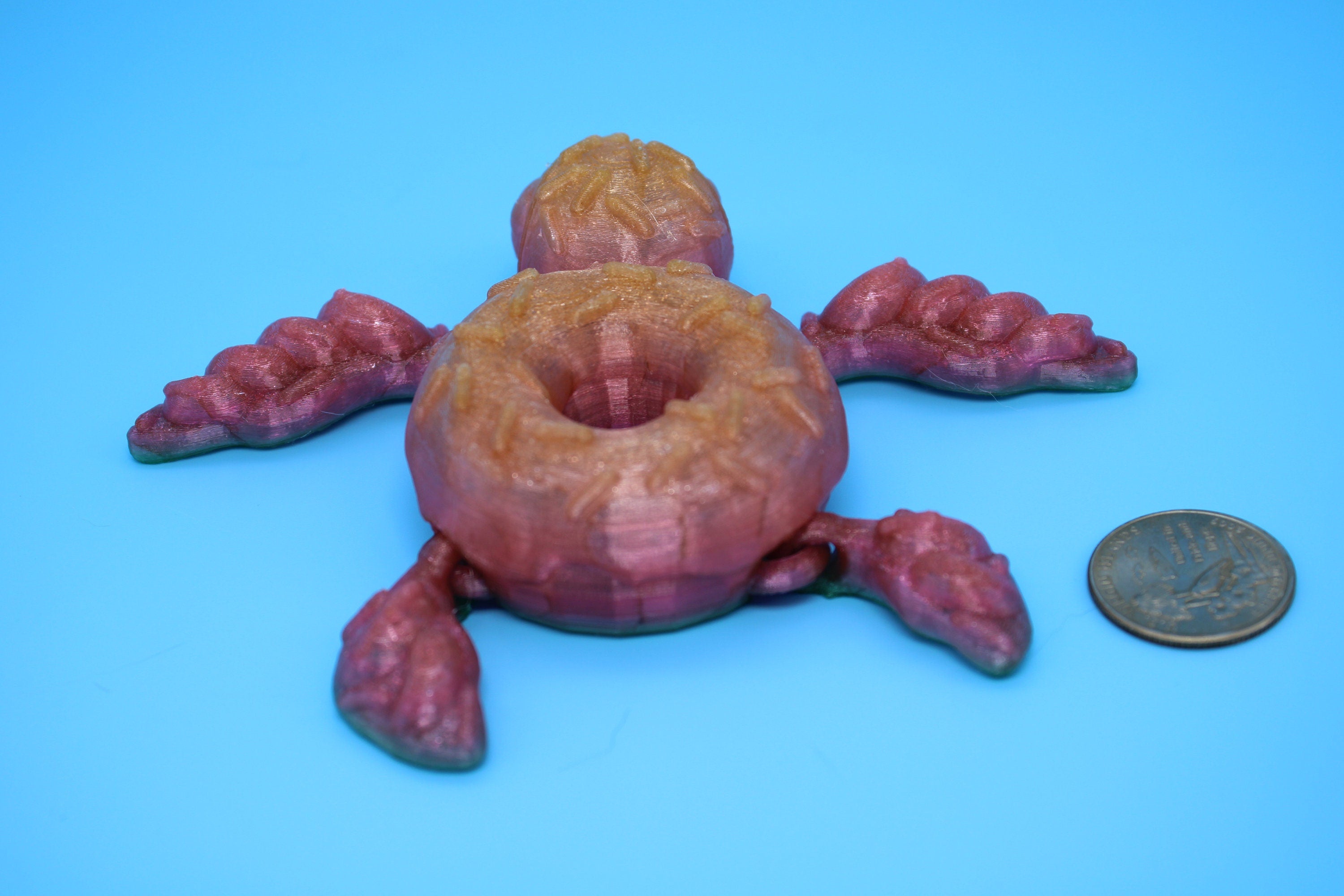 Turtle - Doughnut Turtle | Articulating (Donurtle) | 3D Printed TPU | Flexi Fidget Turtle | Desk Fidget Toy.