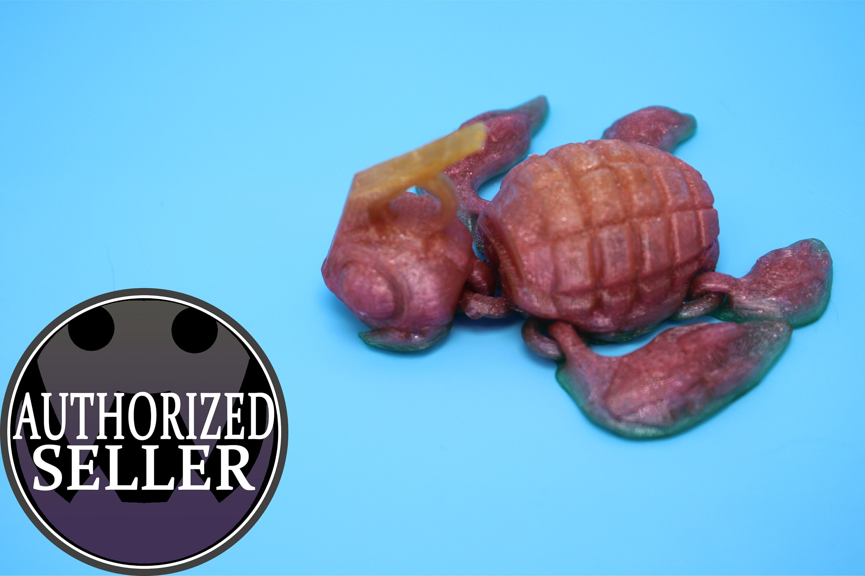 Flexible Grenade Turtle (Grenurtle) - Rainbow | 3D printed | Desk Toy | TPU