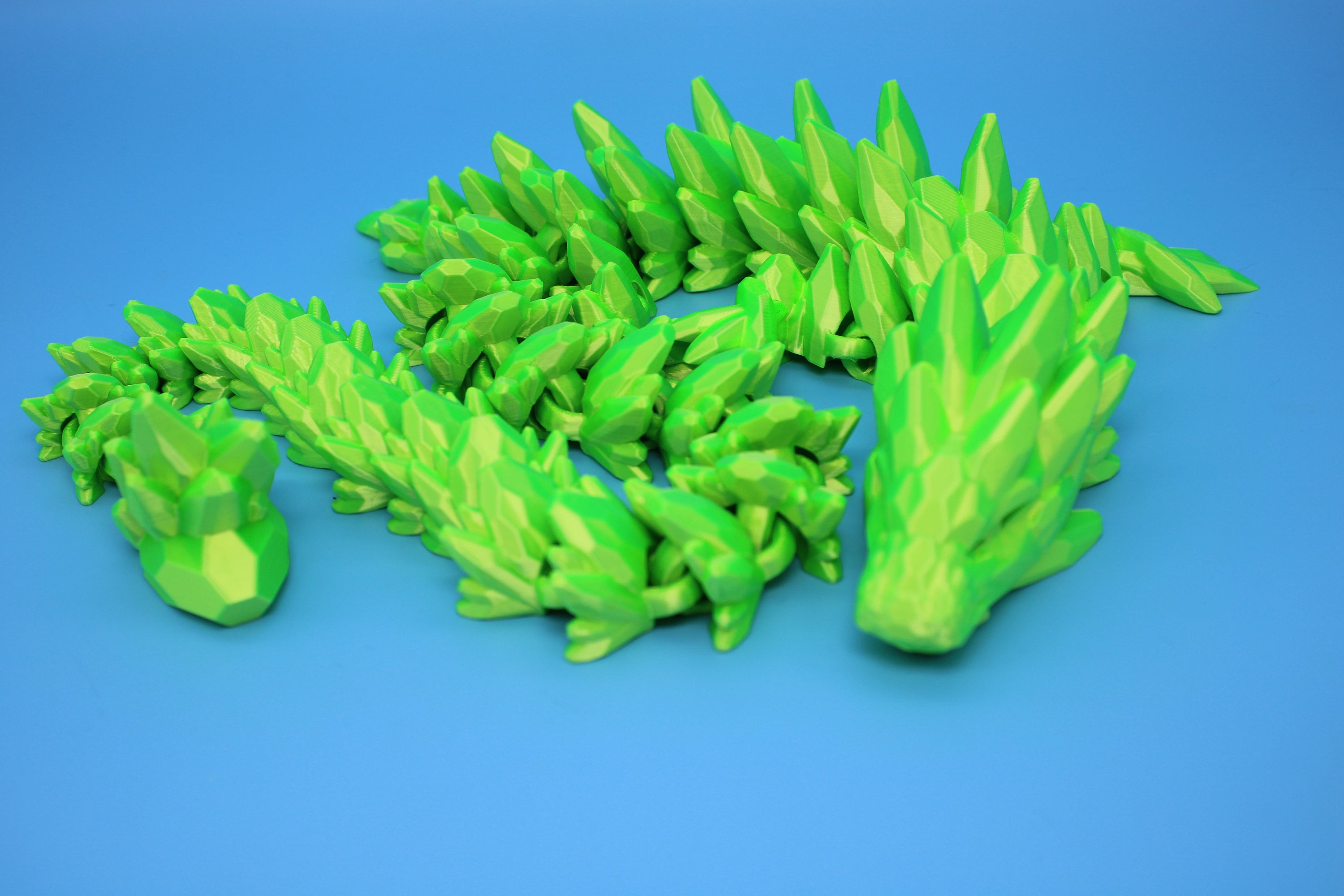 Gem Dragon | Green | 3D Printed Dragon | Flexi Toy | Fidget Toy | 26 inches!