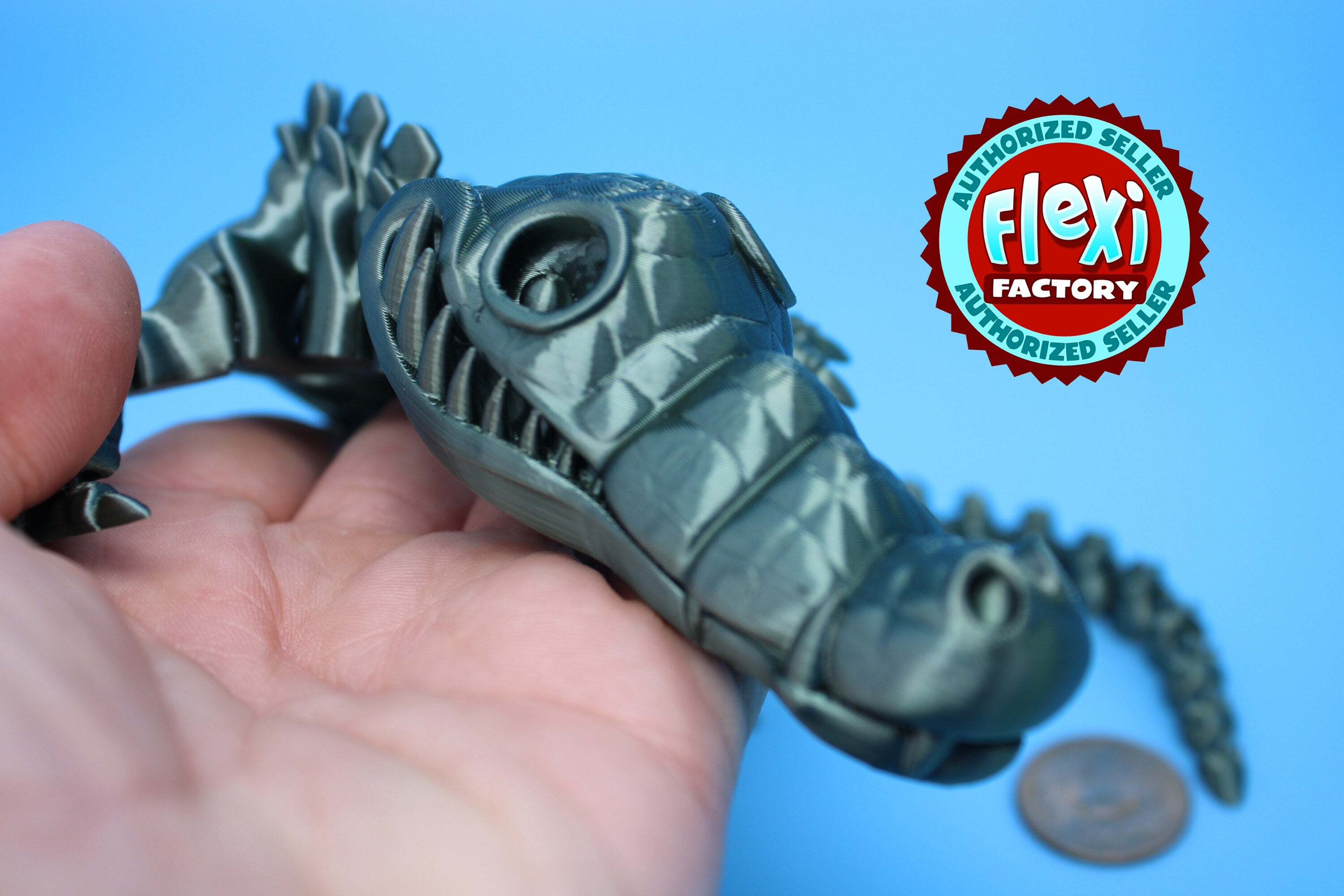 Crocodile | Cute Flexi Toy | Articulating Crocodile | 3D printed Unique Fidget | Desk Buddy | 13 in.