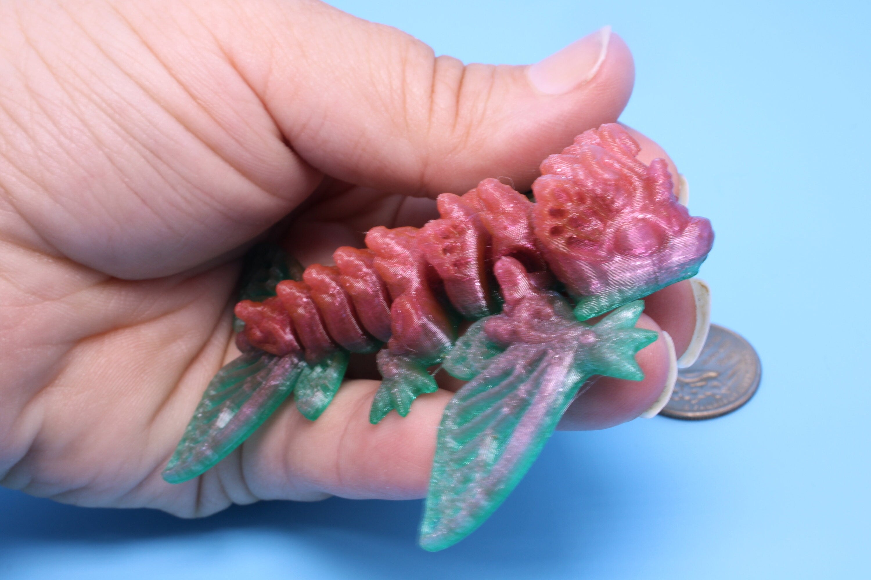 Butterfly Wyvern | Flexible (TPU) | Miniature | 3D Printed | Wyvern Dragon | 3.25 in. | Dragon Toy | Fidget Toy | Flexi Dragon