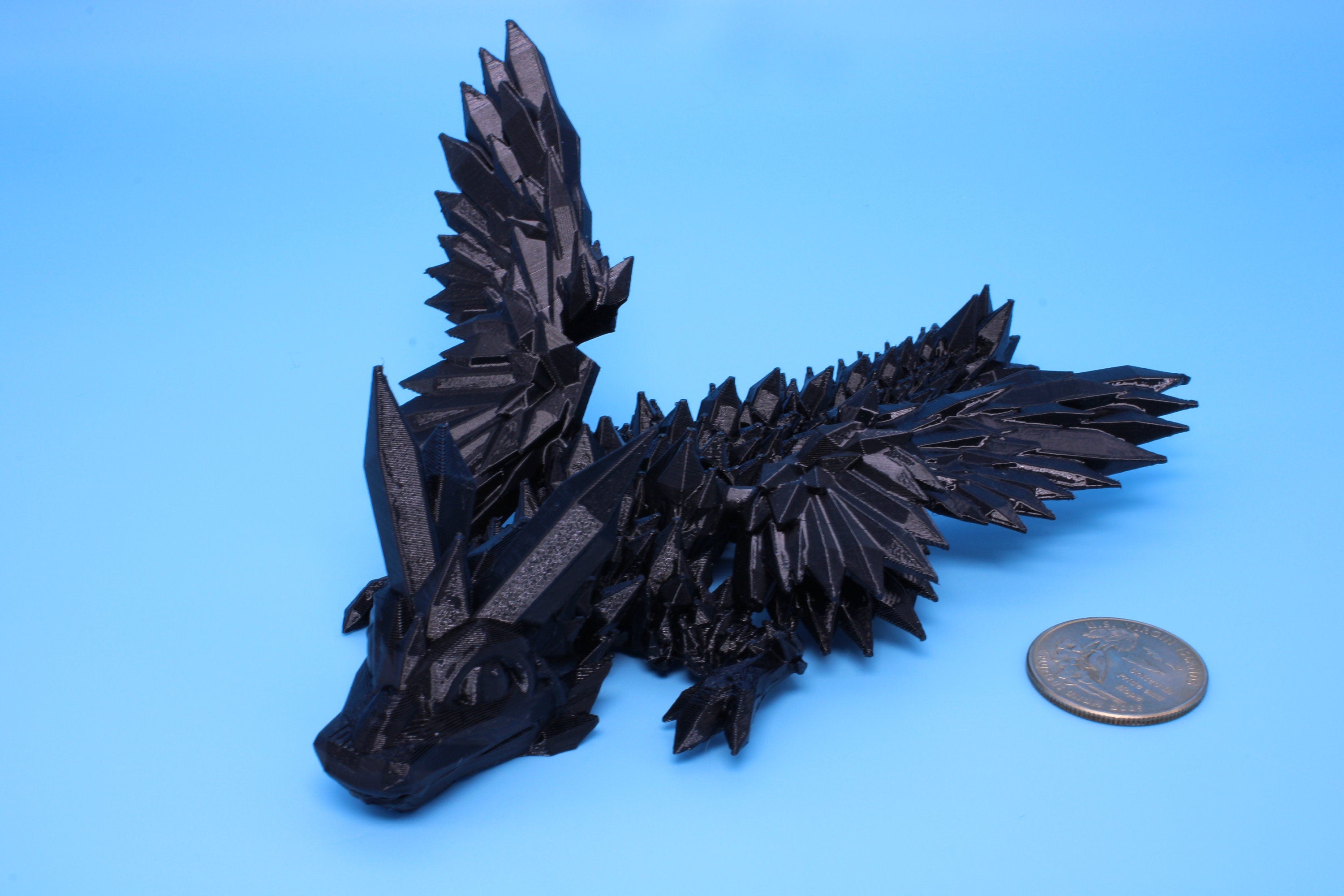 Baby Crystal Wing Dragon | Black| Flexible (TPU) | 3D Printed