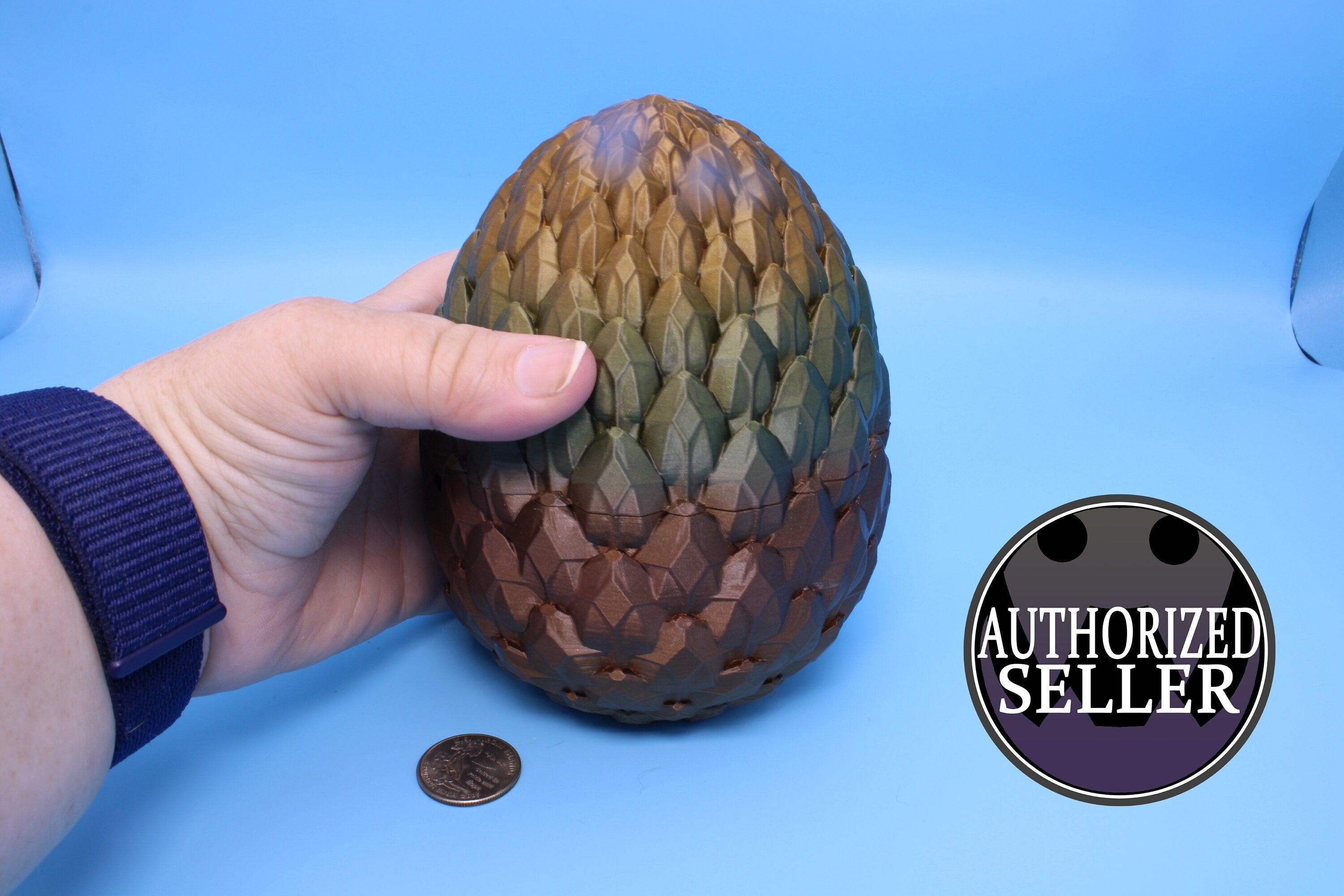 Dragon Scale Egg- Brown | 3D printed | Dragon Egg Storage! | 6 in. Dragon Scale Egg | Gift. Decorative Egg