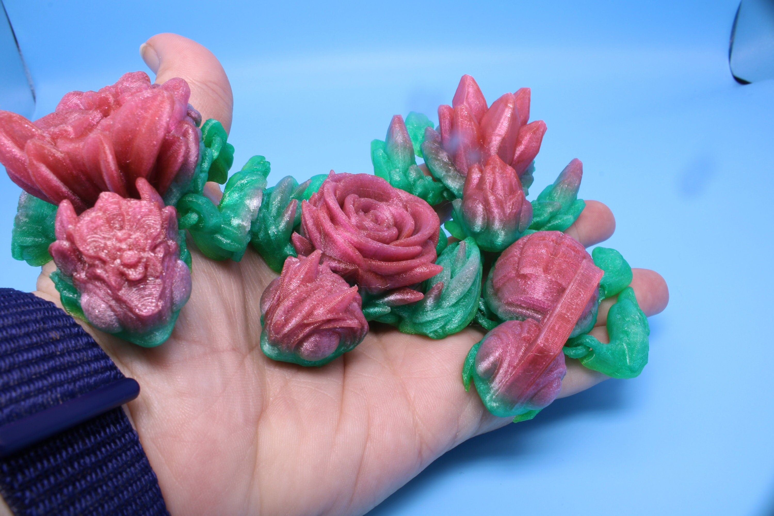 Miniature Turtle 4 Pack | 3D Printed | Grenurtle, Gem Stone, Roseurtle, Orchid Turtles | Fidget Toy | Flexi Turtle.