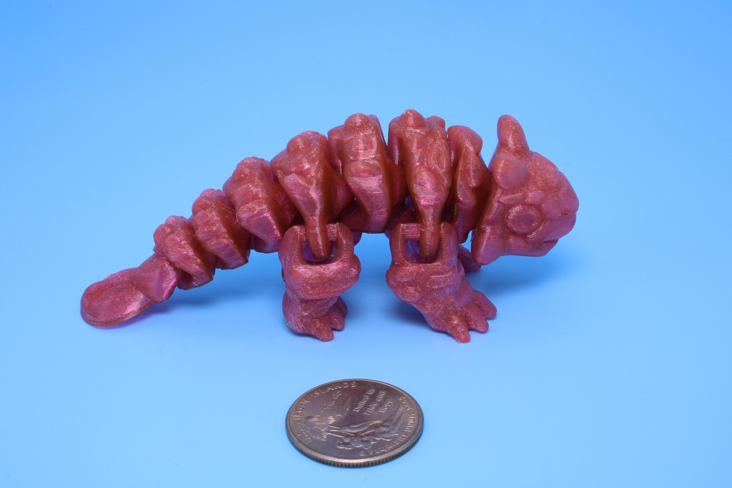 Dinosaur | Ankylosaurus- Pink | Miniature | 3D Printed TPU | Cute Dino | 4.25 inches | Fidget Toy.