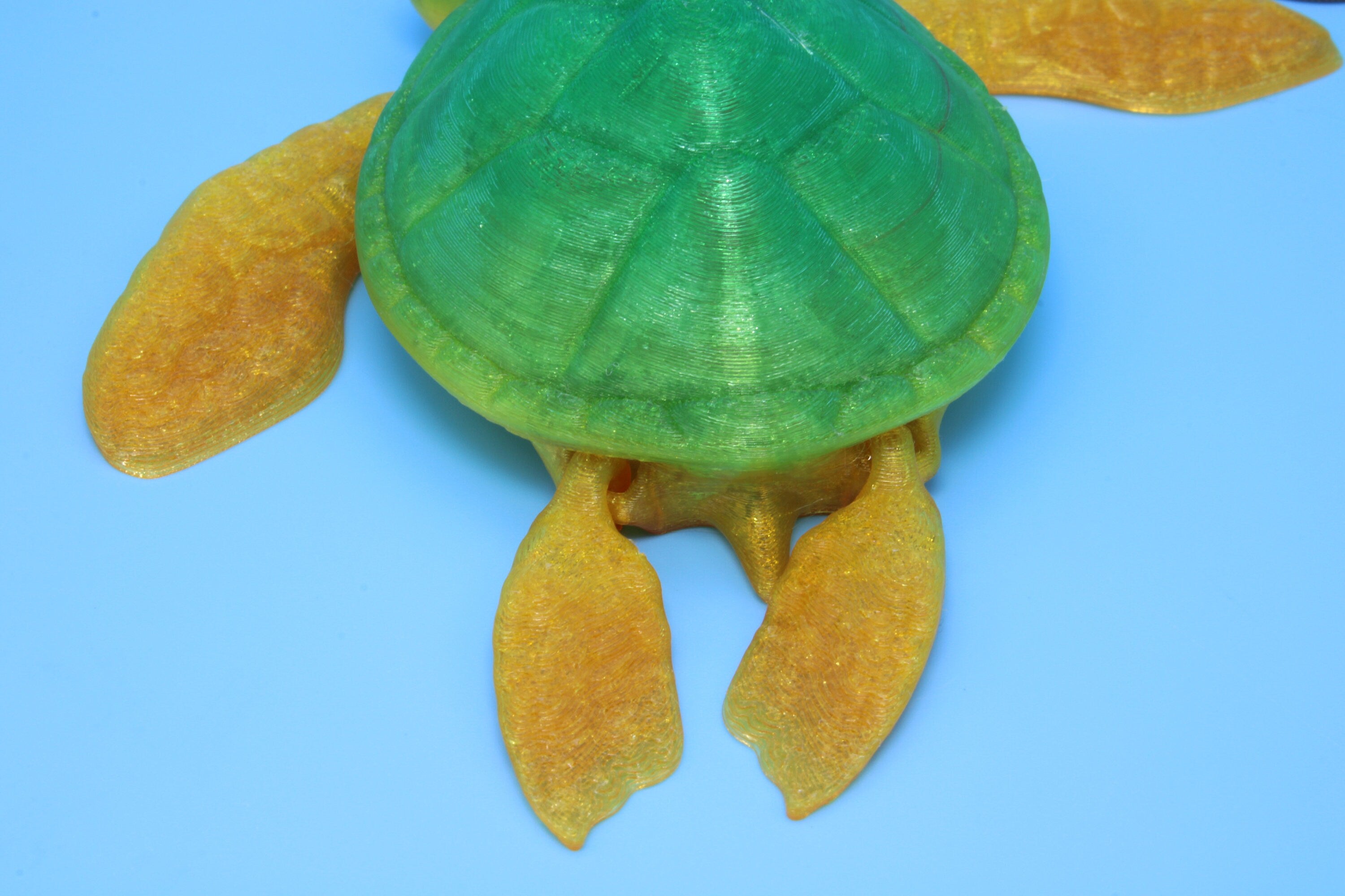 Turtle- Green & Gold | Cute Flexi Toy | Articulating Turtle | 3D printed 4.75 in. | TPU