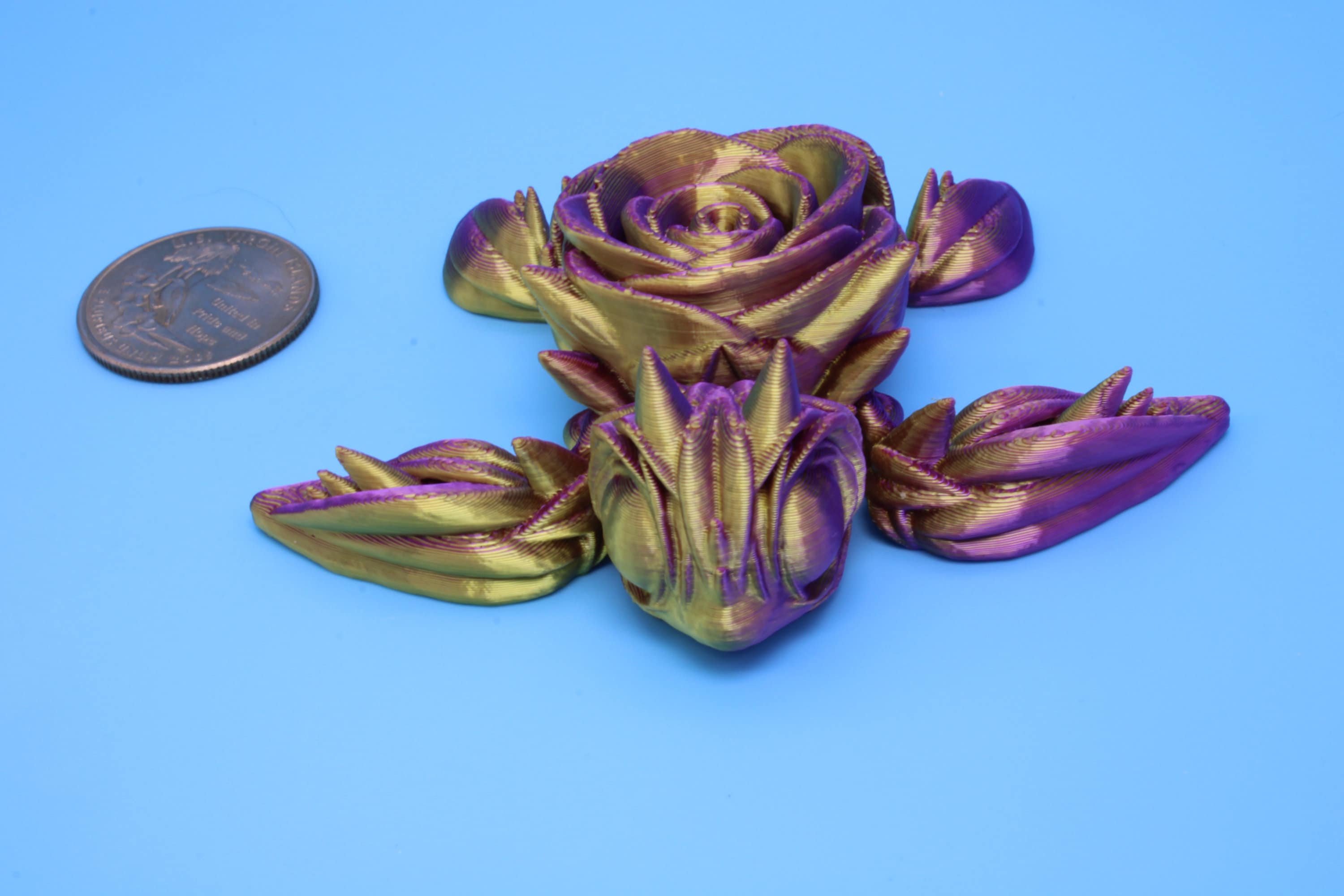 Rose Turtle | Flexi | Fidget | Roseurtle | 3D Printed | 3 in. | Adorable Rose Turtle Buddy.