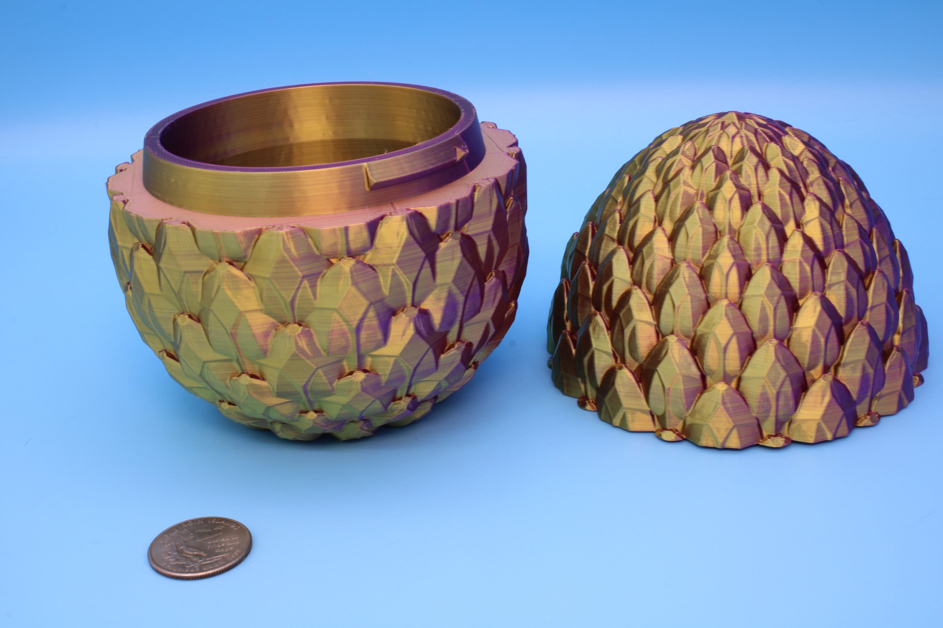 Dragon Scale Egg- Brown | 3D printed | Dragon Egg Storage! | 6 in. Dragon Scale Egg | Gift. Decorative Egg