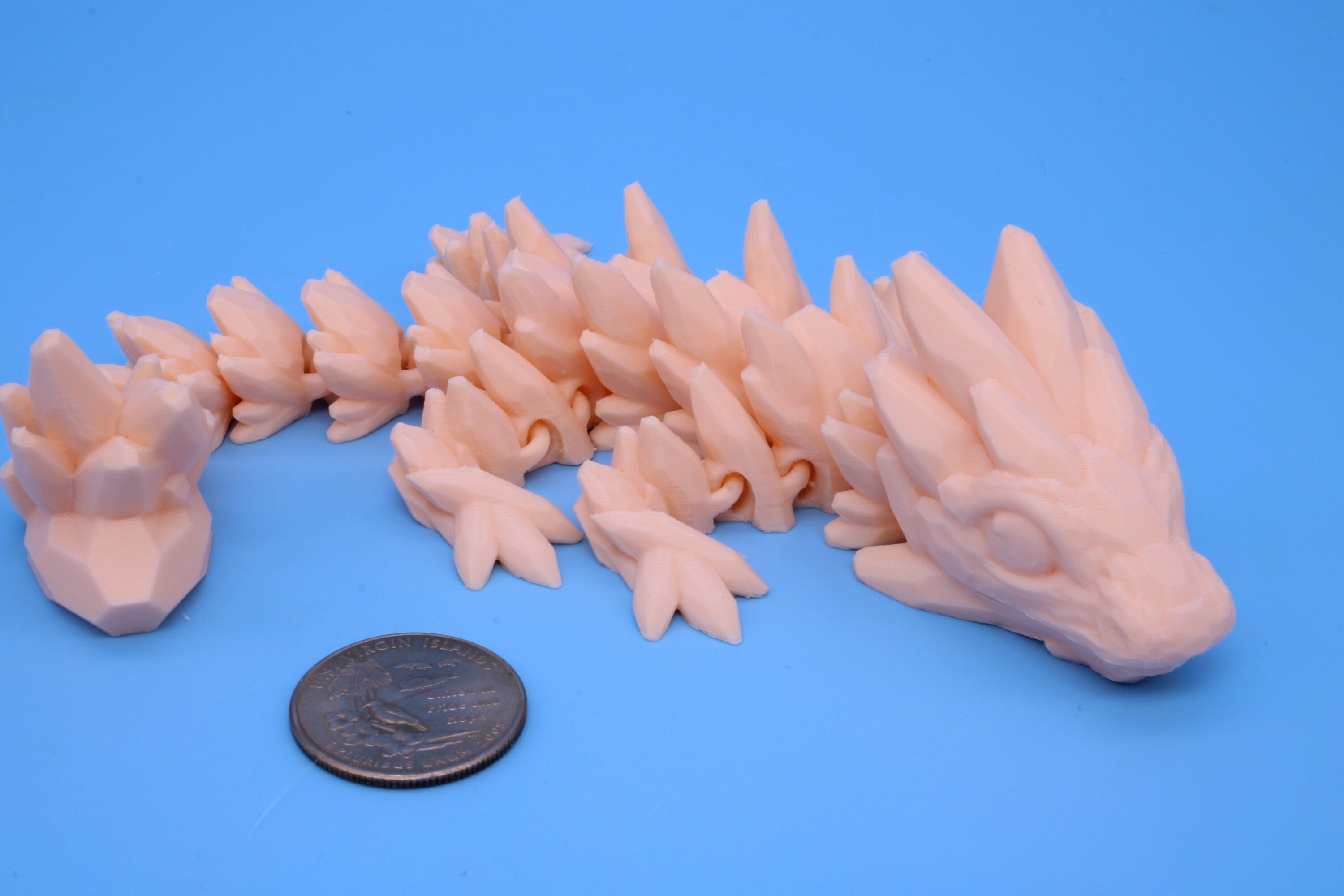 Baby Gem Dragon, 3D Printed, Articulating Dragon 8 in. TPU (Made)