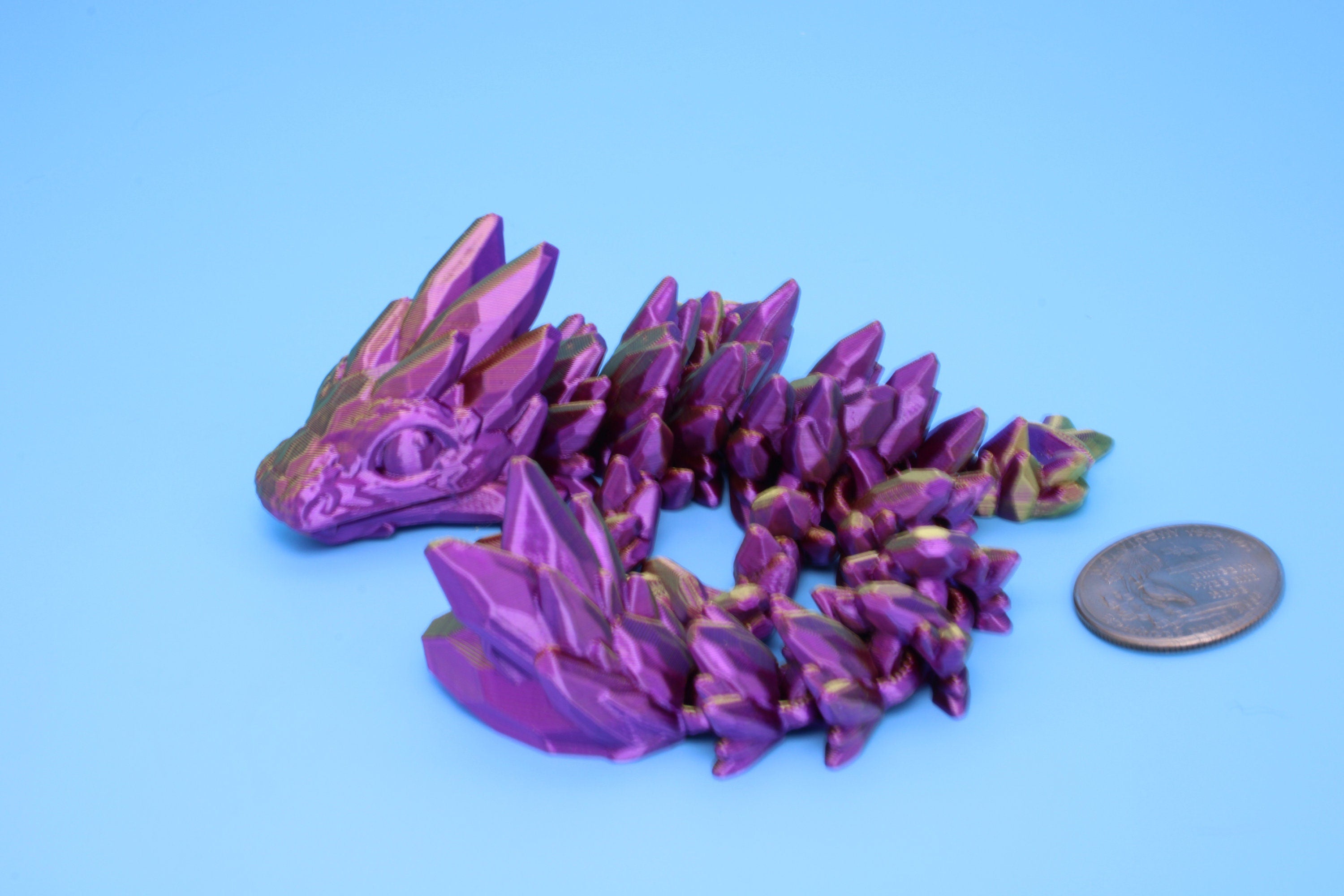Baby Gem Dragon, 3D Printed, Articulating Dragon 7 in. (Made)