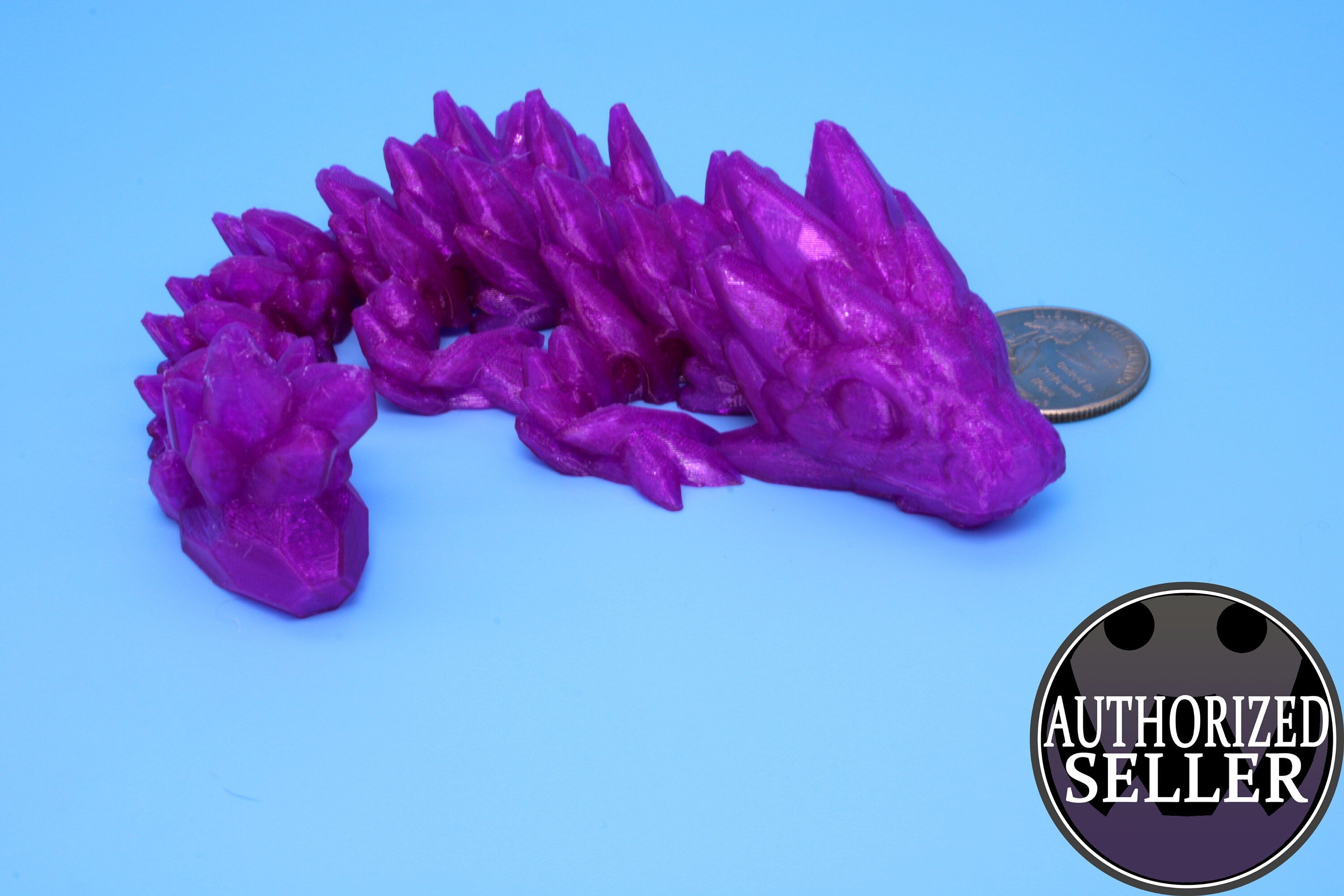 Baby Gem Dragon, 3D Printed, Articulating Dragon 7 in. TPU (Made)