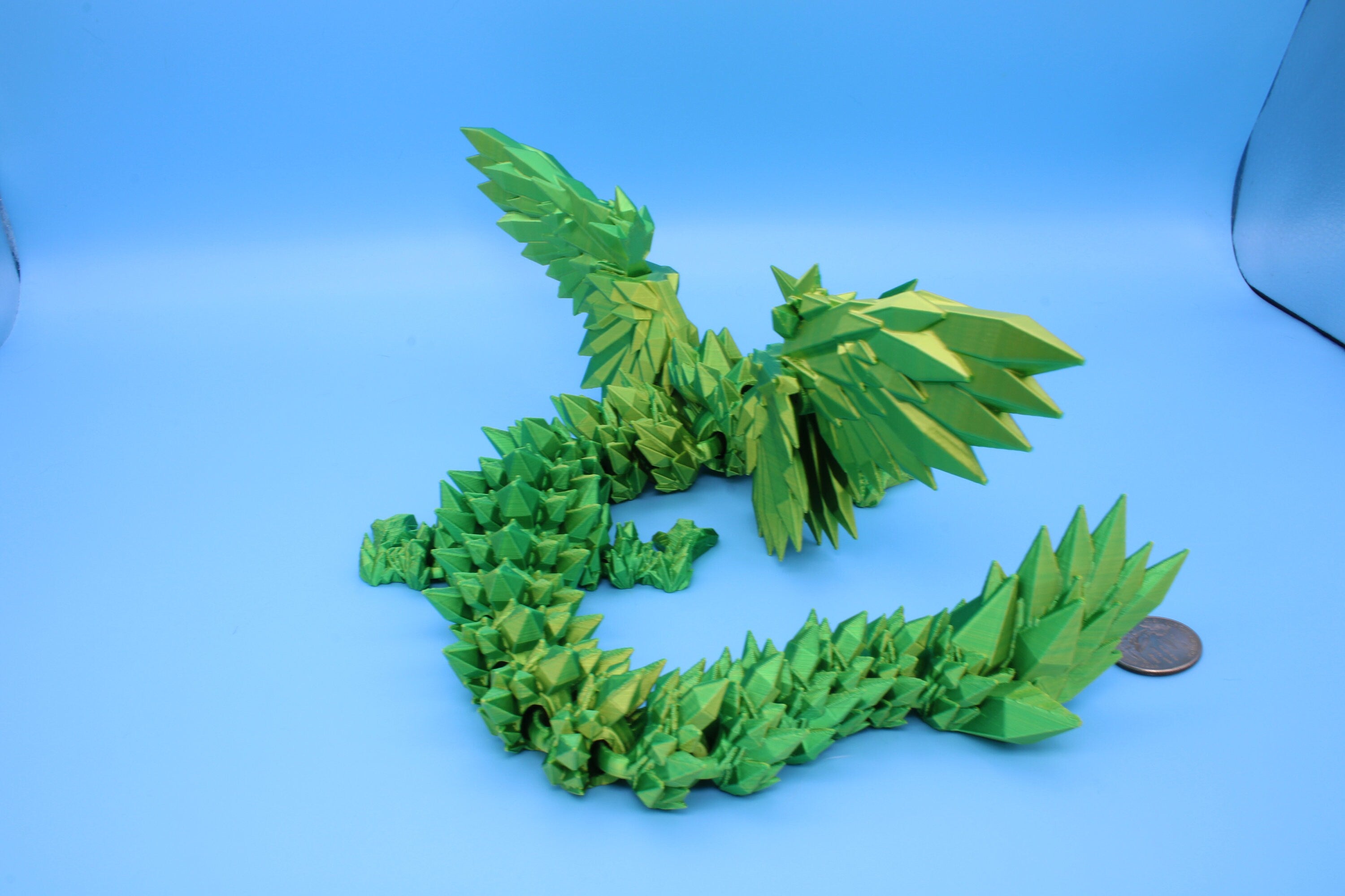 Crystal Wing Dragon | Green / Yellow Shift | 3D printed 18 in