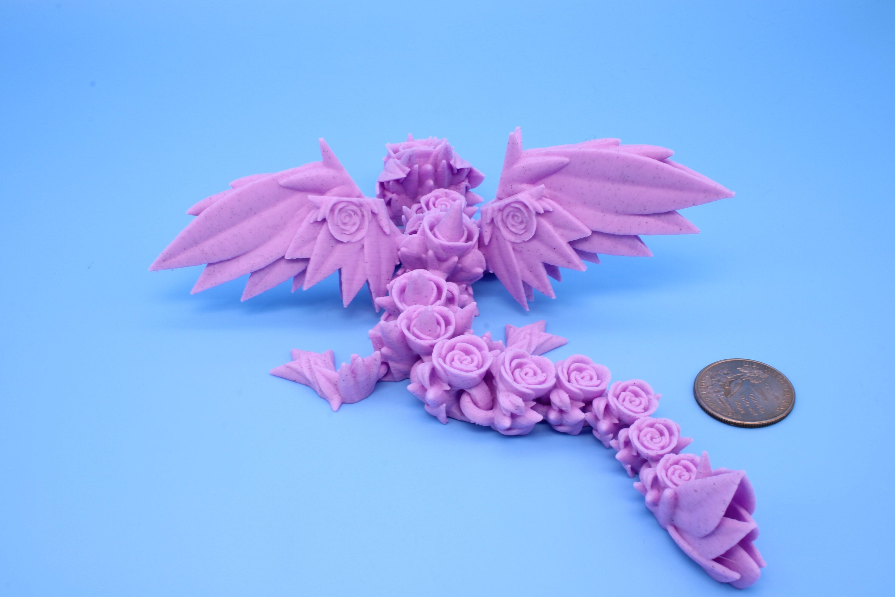 Miniature Baby Rose Wing Dragon, 3D Printed