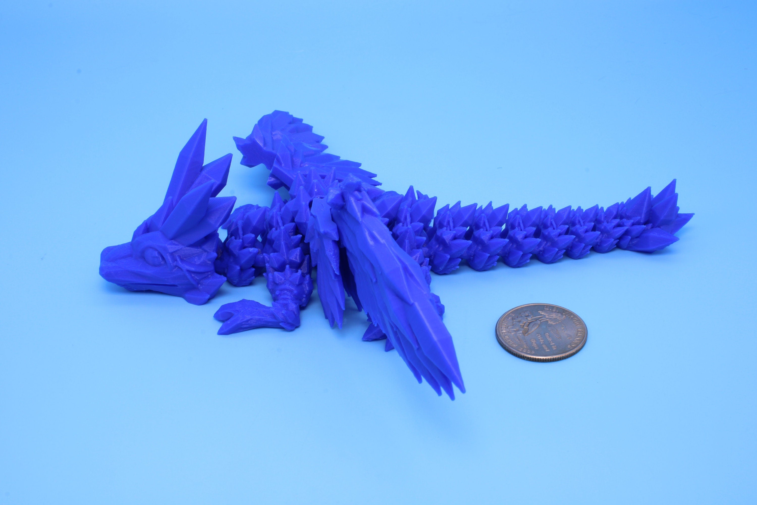 Baby Crystal Wing Dragon- Blue | Miniature | 3D printed | 7 in.