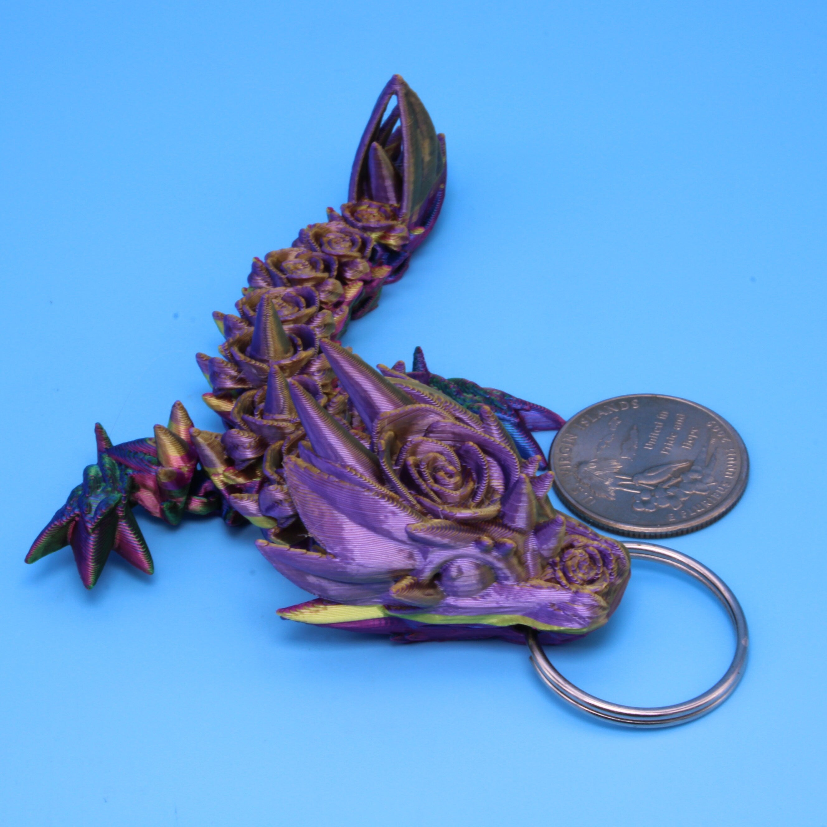 Baby Rose Dragon- Limited Edition Tadling Keychain | 3D Printed | 4.75 inches