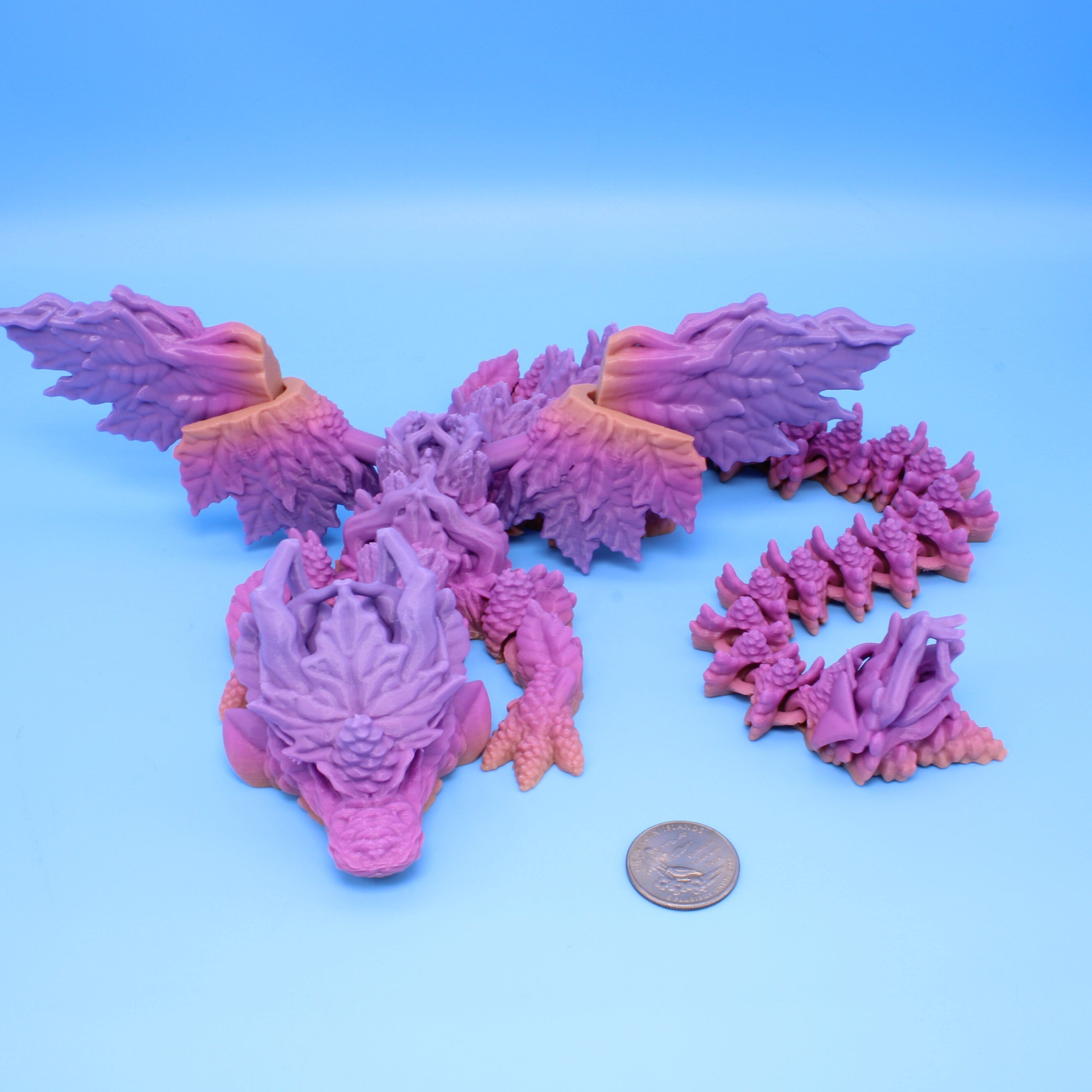 Autumn Wing Dragon | Rainbow | 3D printed | 19 in.