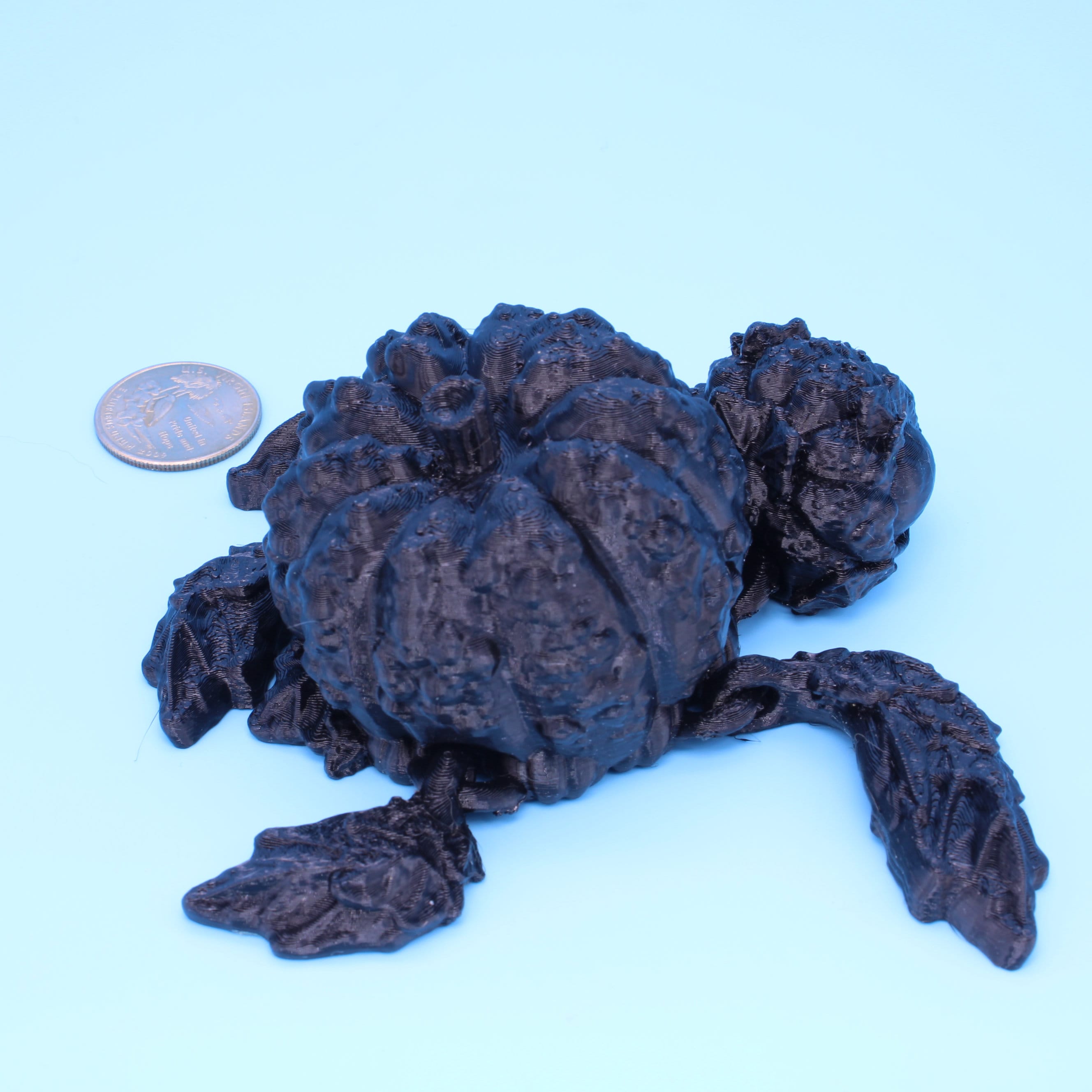 Pumpkin Turtle- Black Bumpkinurtle 4.5 inch. 3D Printed TPU