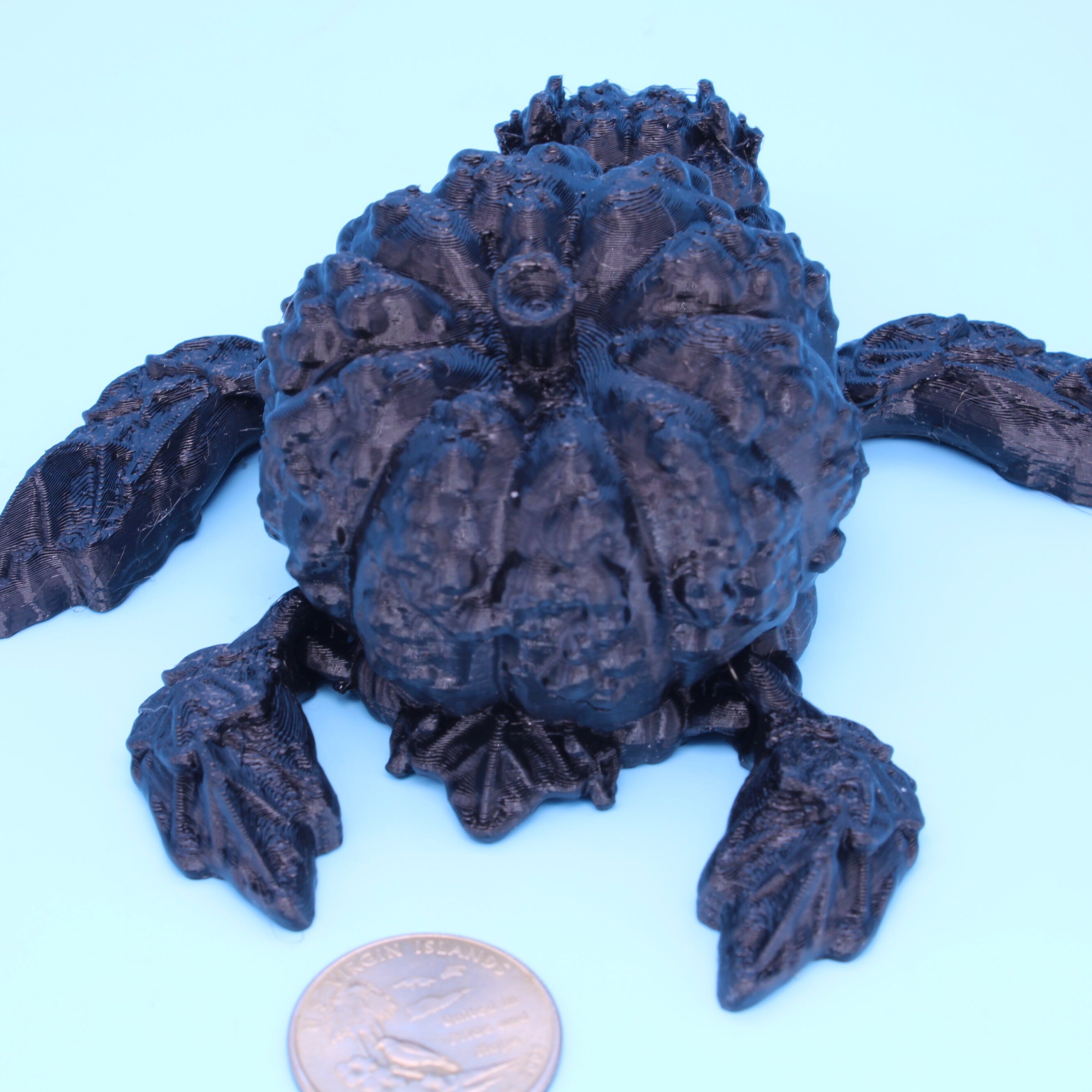 Pumpkin Turtle- Black Bumpkinurtle 4.5 inch. 3D Printed TPU