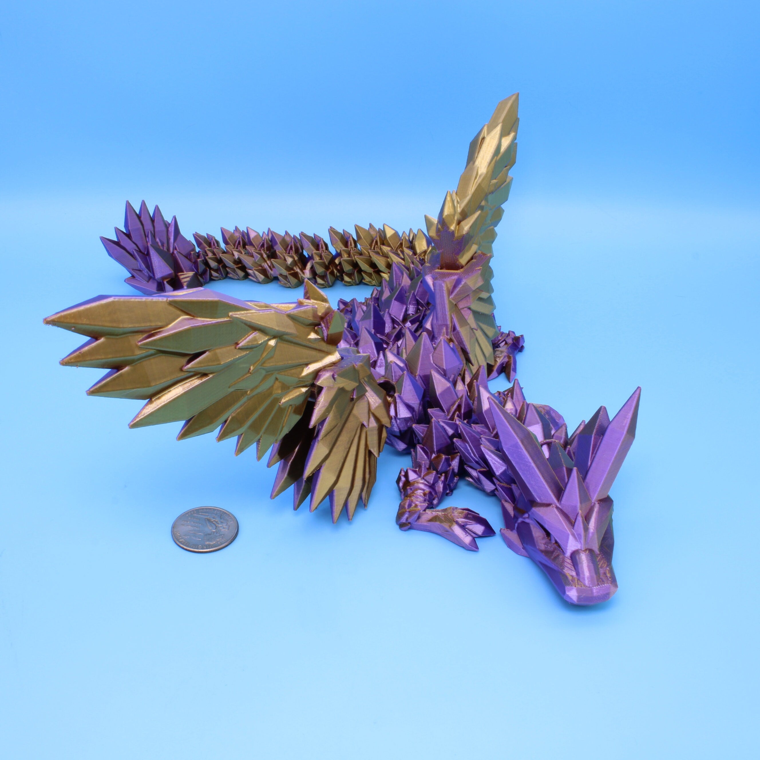 Crystal Wing Dragon | Purple Gold | 3D printed | 18 in. Made to order.