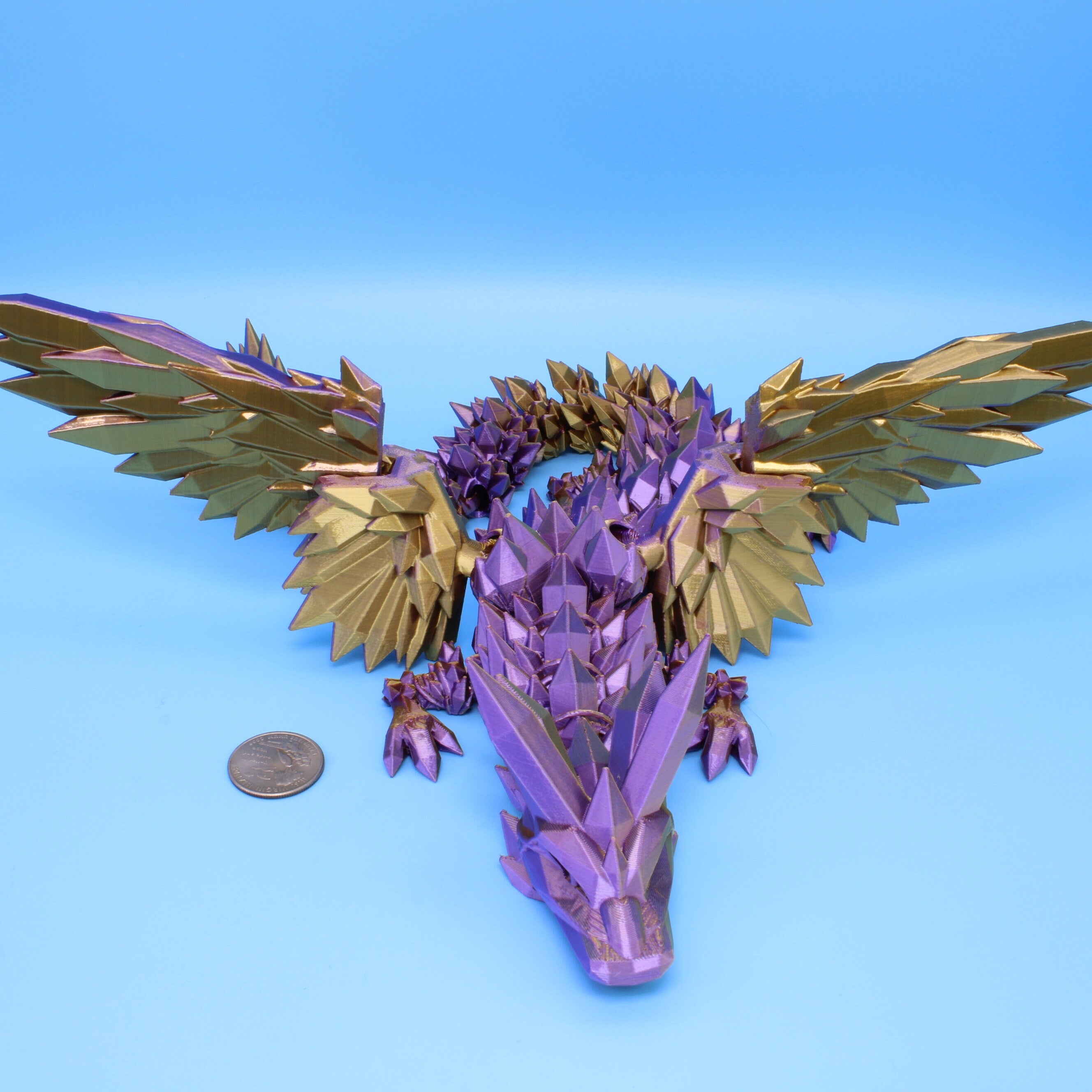 Crystal Wing Dragon | Purple Gold | 3D printed | 18 in. Made to order.
