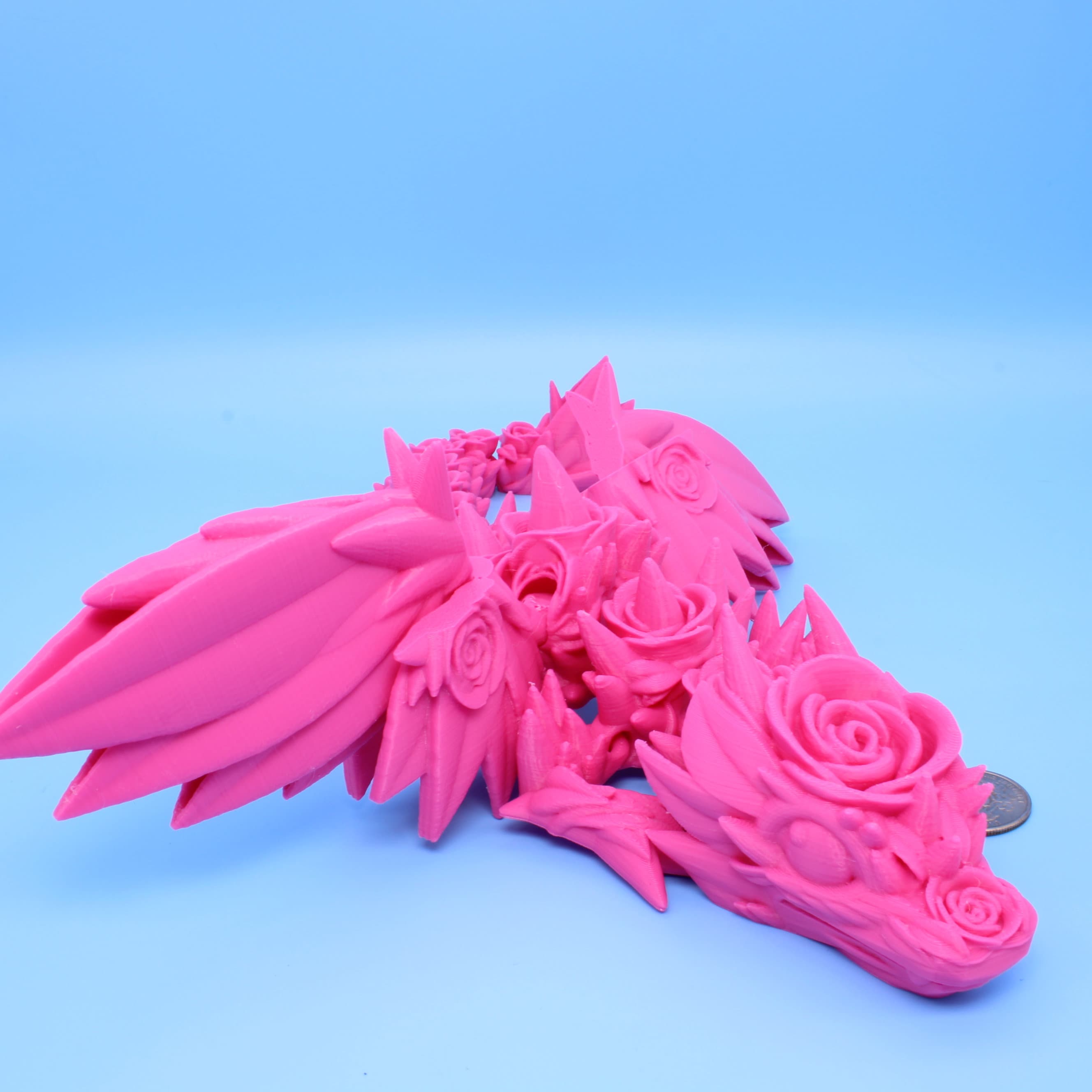 Baby Rose Wing Dragon | Pink | 3D printed articulating