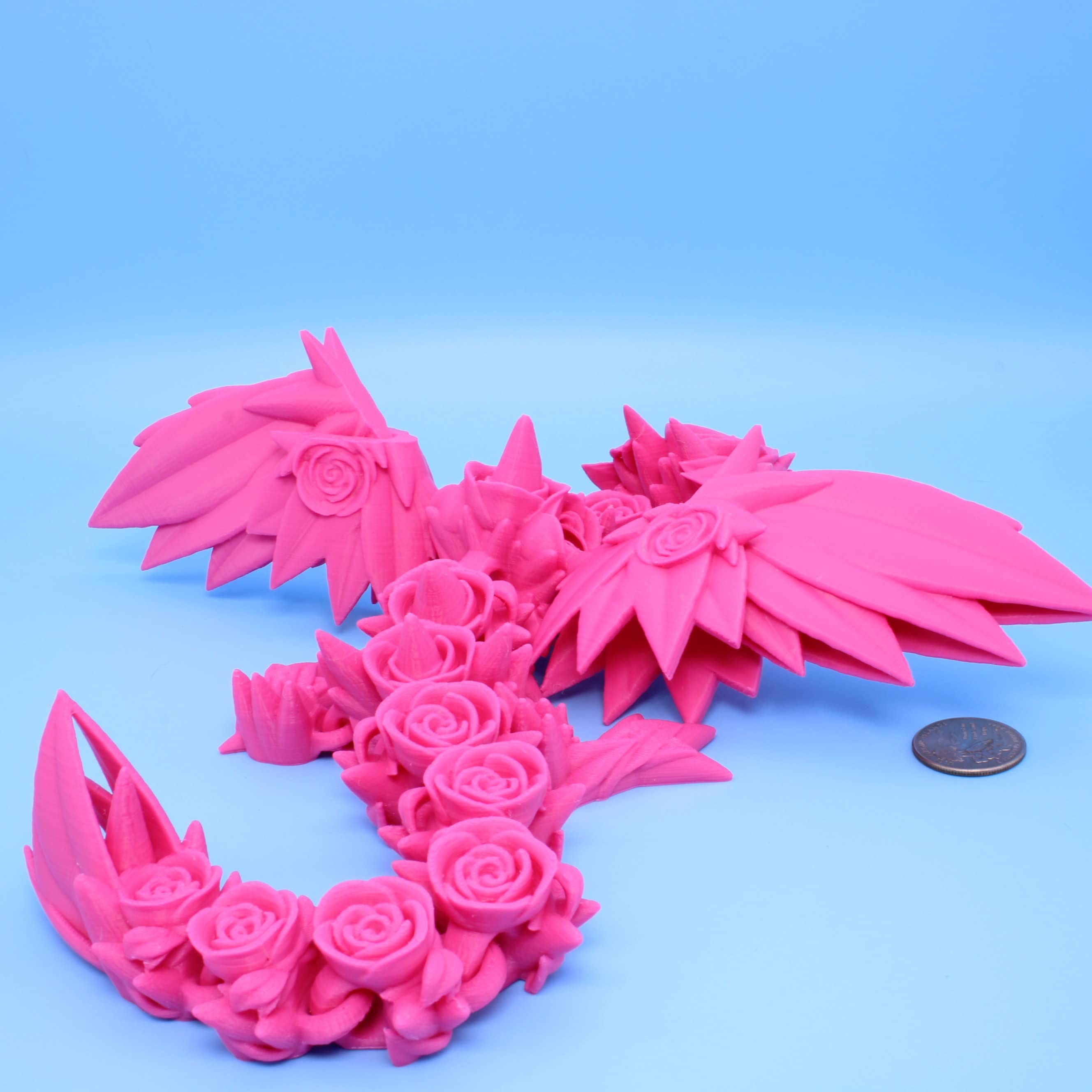 Baby Rose Wing Dragon | Pink | 3D printed articulating