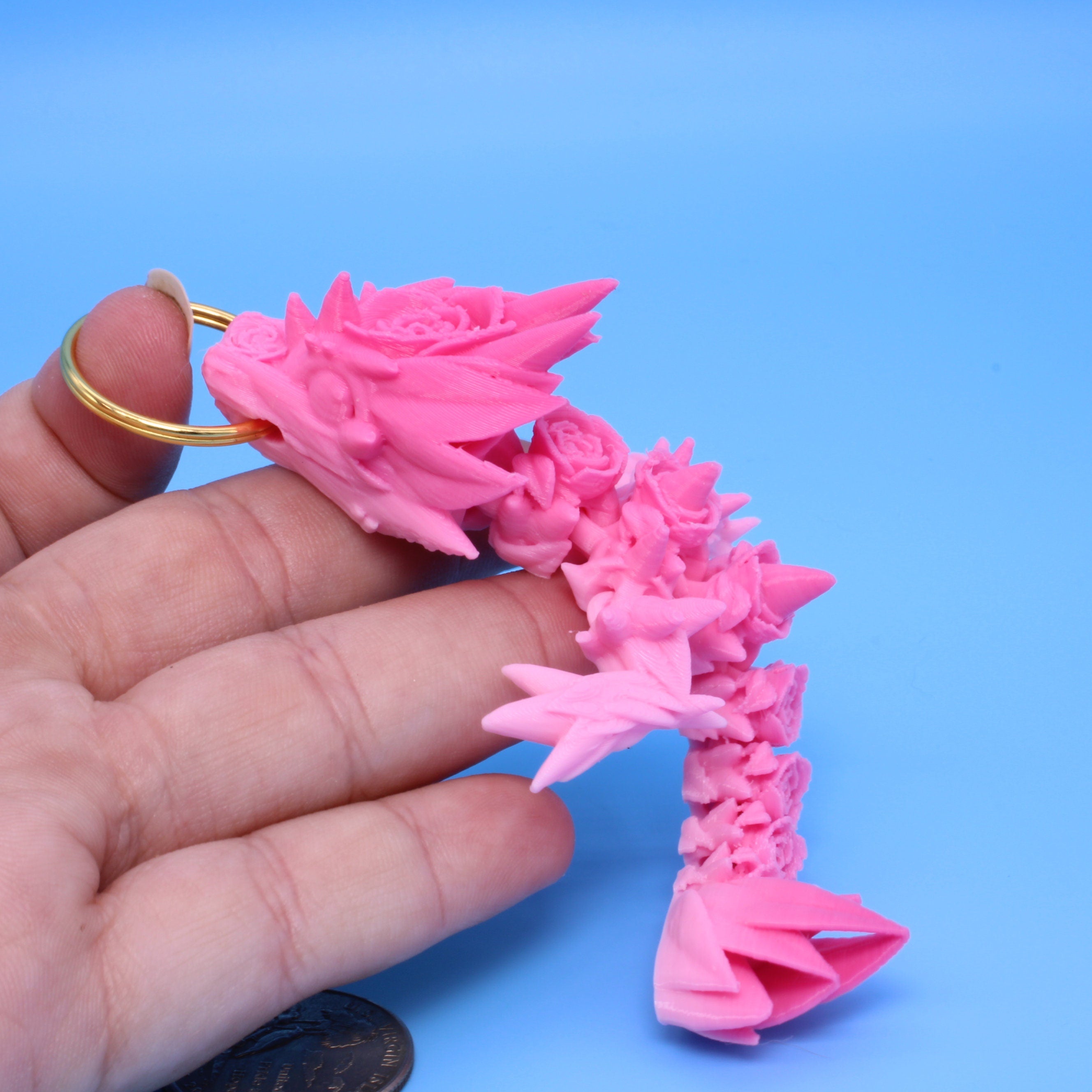 Baby Rose Dragon- Tadling Keychain | 3D Printed | 4.75 inches