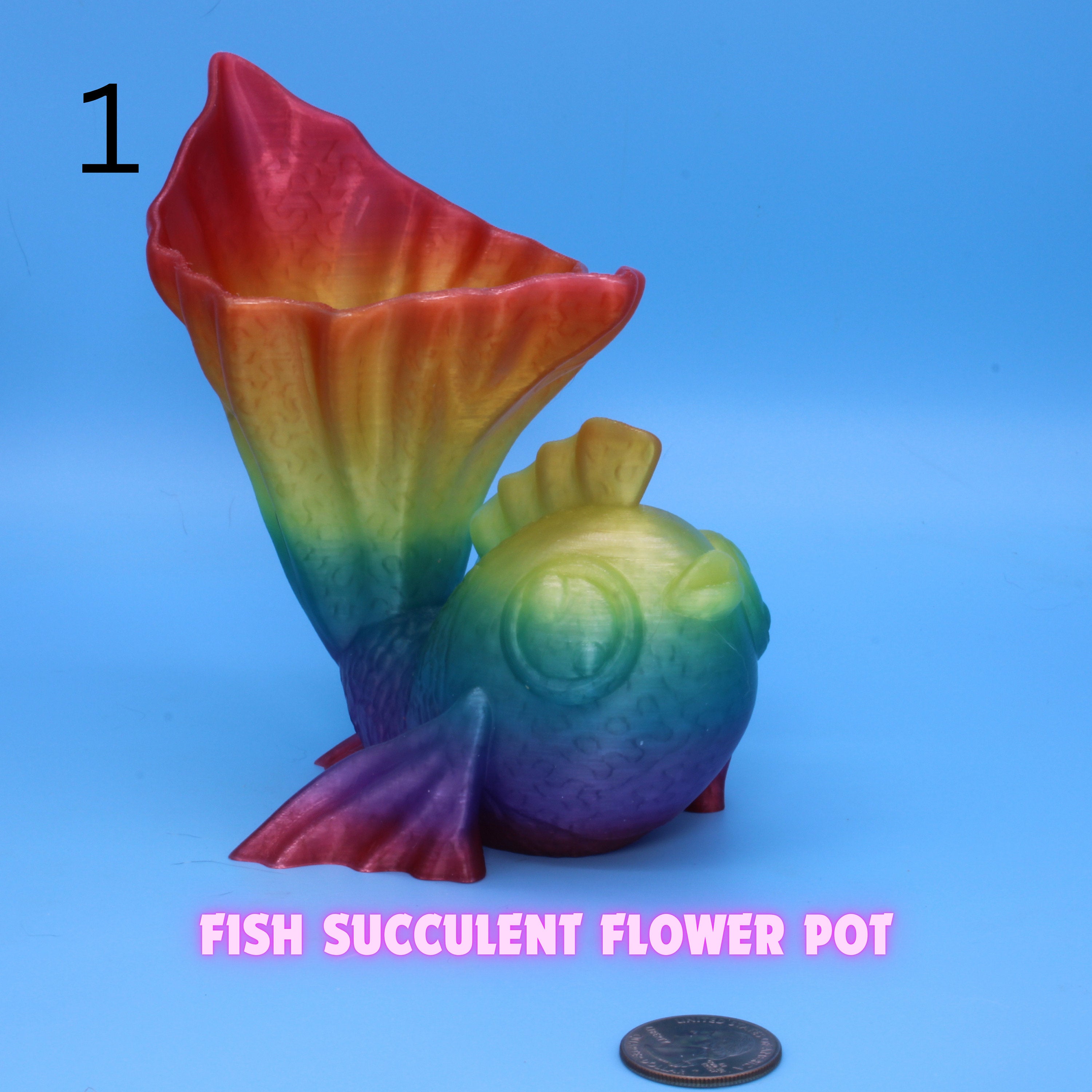 Fish Plant Holder, 3D Printed Flower pot for succulents