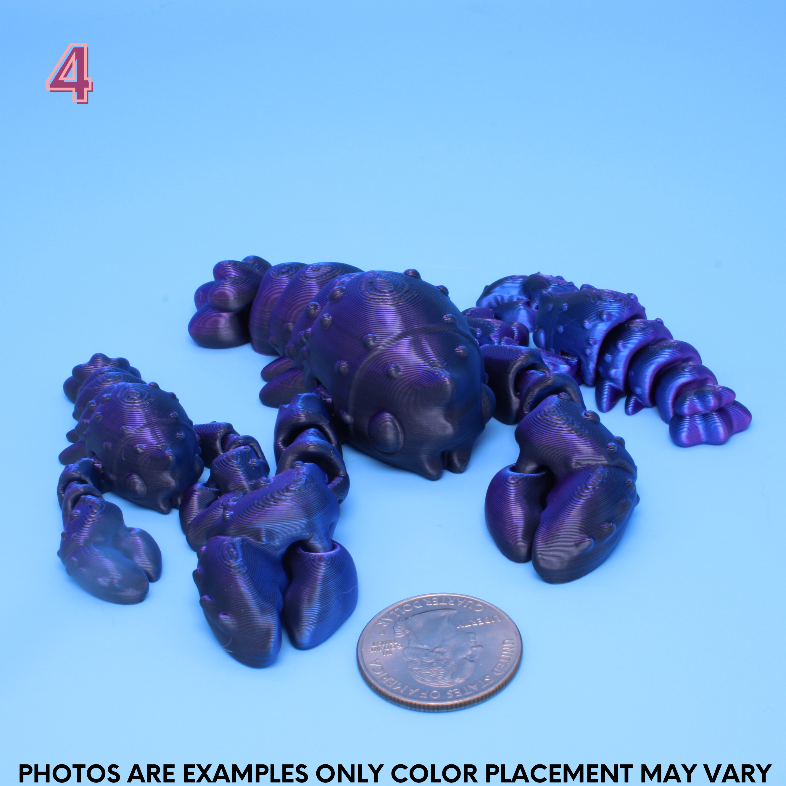 black, blue, purple lobster mama and 2 small baby lobsters