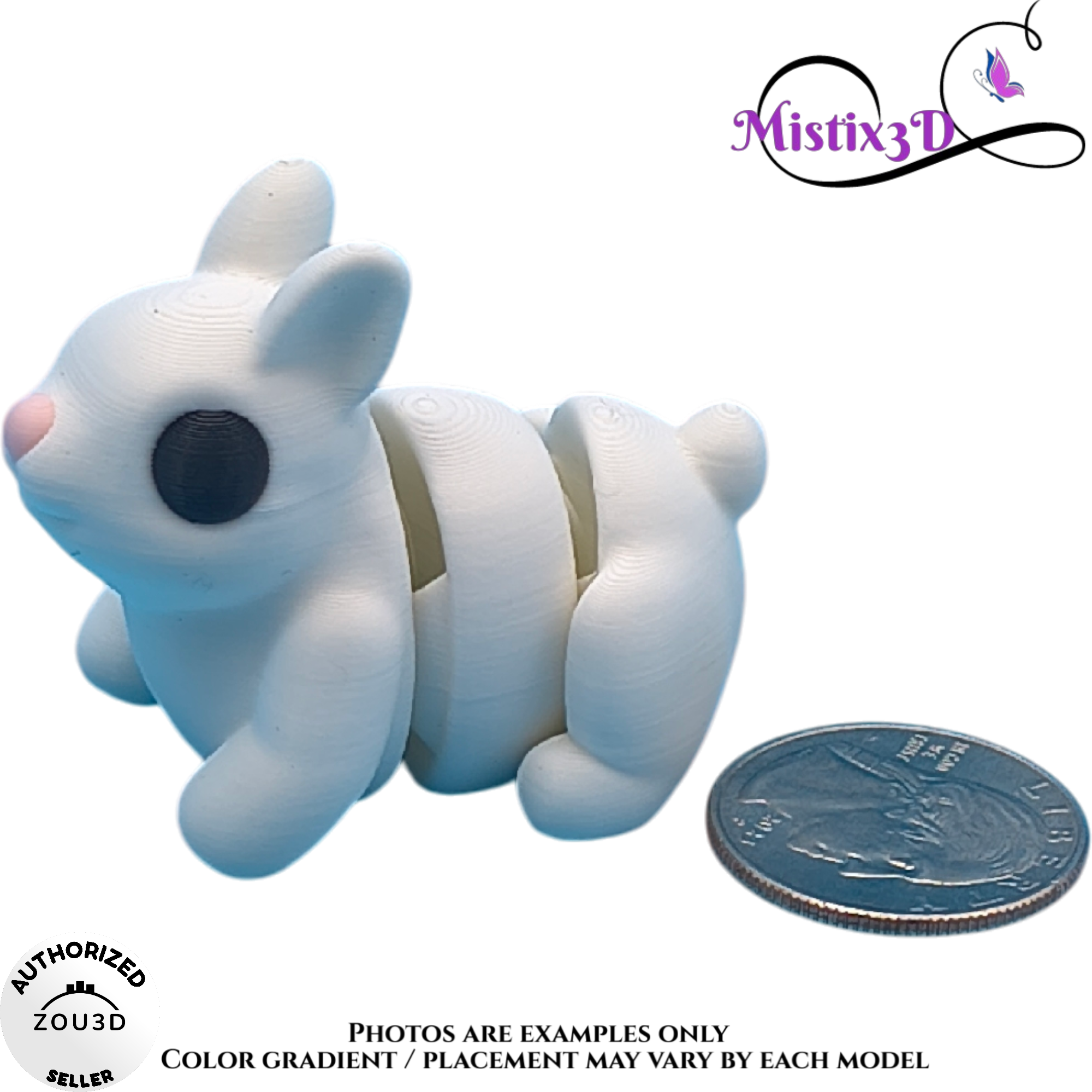 Baby White Bunny, 3D Printed - Authorized Seller