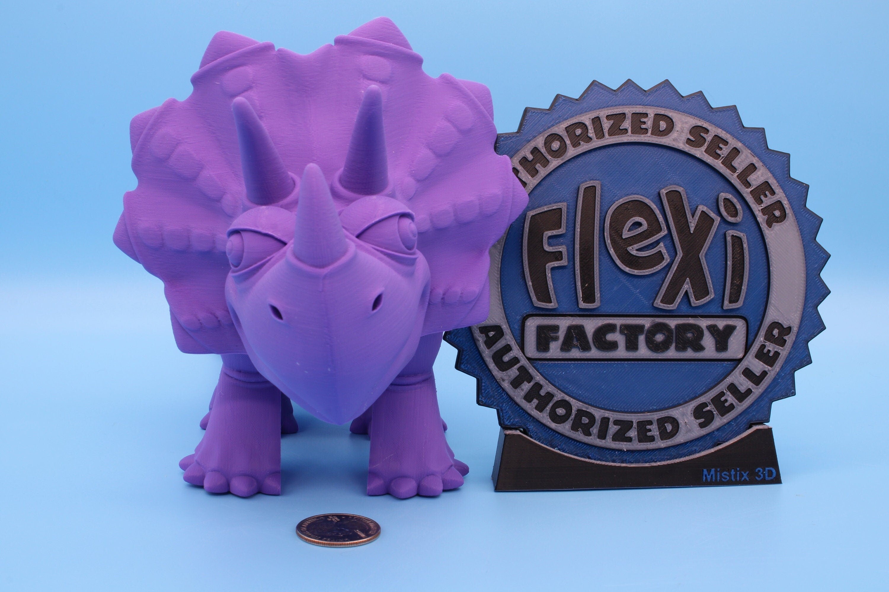 XL Cute Flexi White Triceratops. Unique 3D printed Triceratops. Great Articulating fidget toy, desk, sensory toy. 12 inch