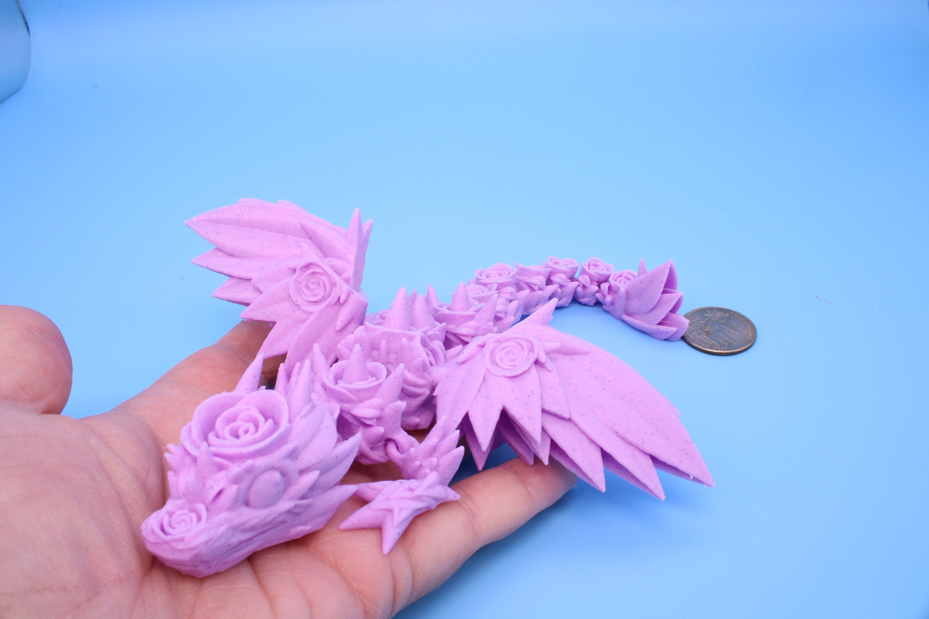 Miniature Baby Rose Wing Dragon, 3D Printed