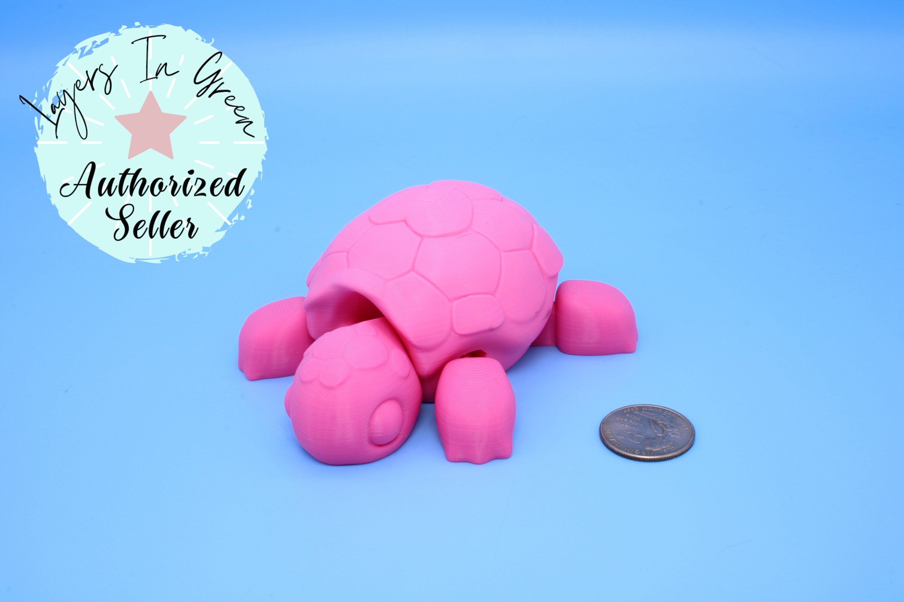 Articulating Turtle | 3D Printed Pink Cute Turtle with heart on shell.