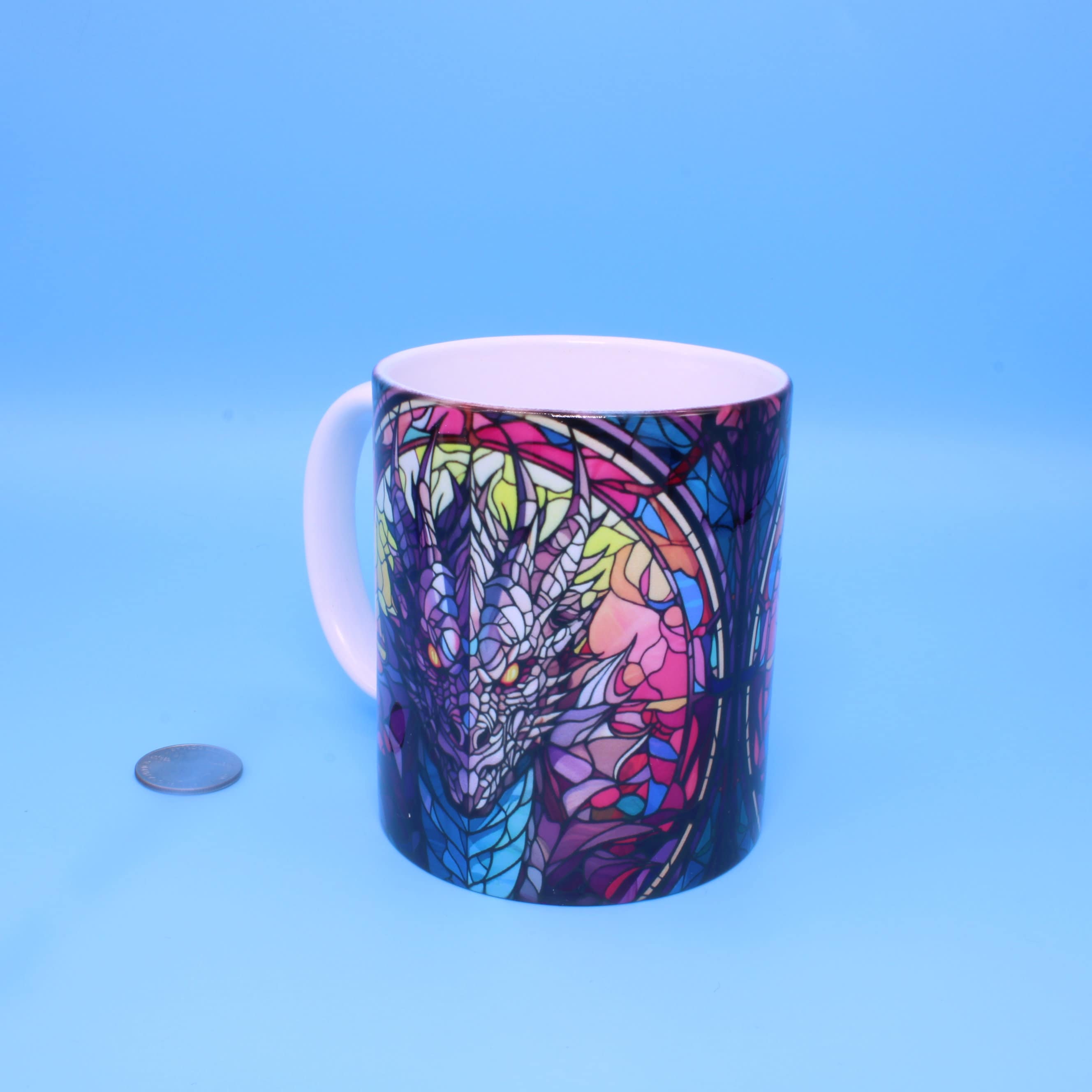 Dragon "Stained Glass" Ceramic Mug - Hot chocolate | Coffee | Hot Tea 11 0z. Perfect gift!