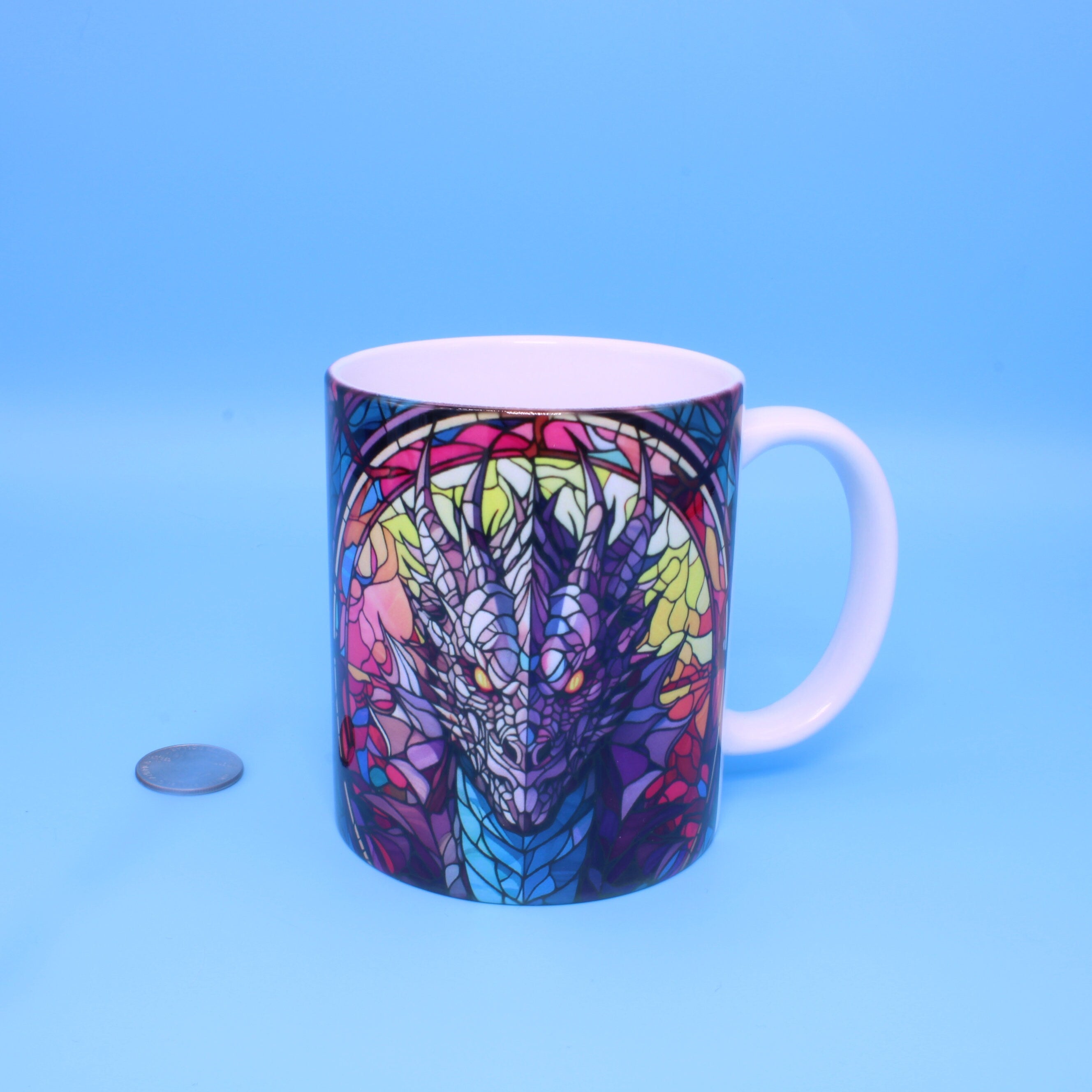 Dragon "Stained Glass" Ceramic Mug - Hot chocolate | Coffee | Hot Tea 11 0z. Perfect gift!