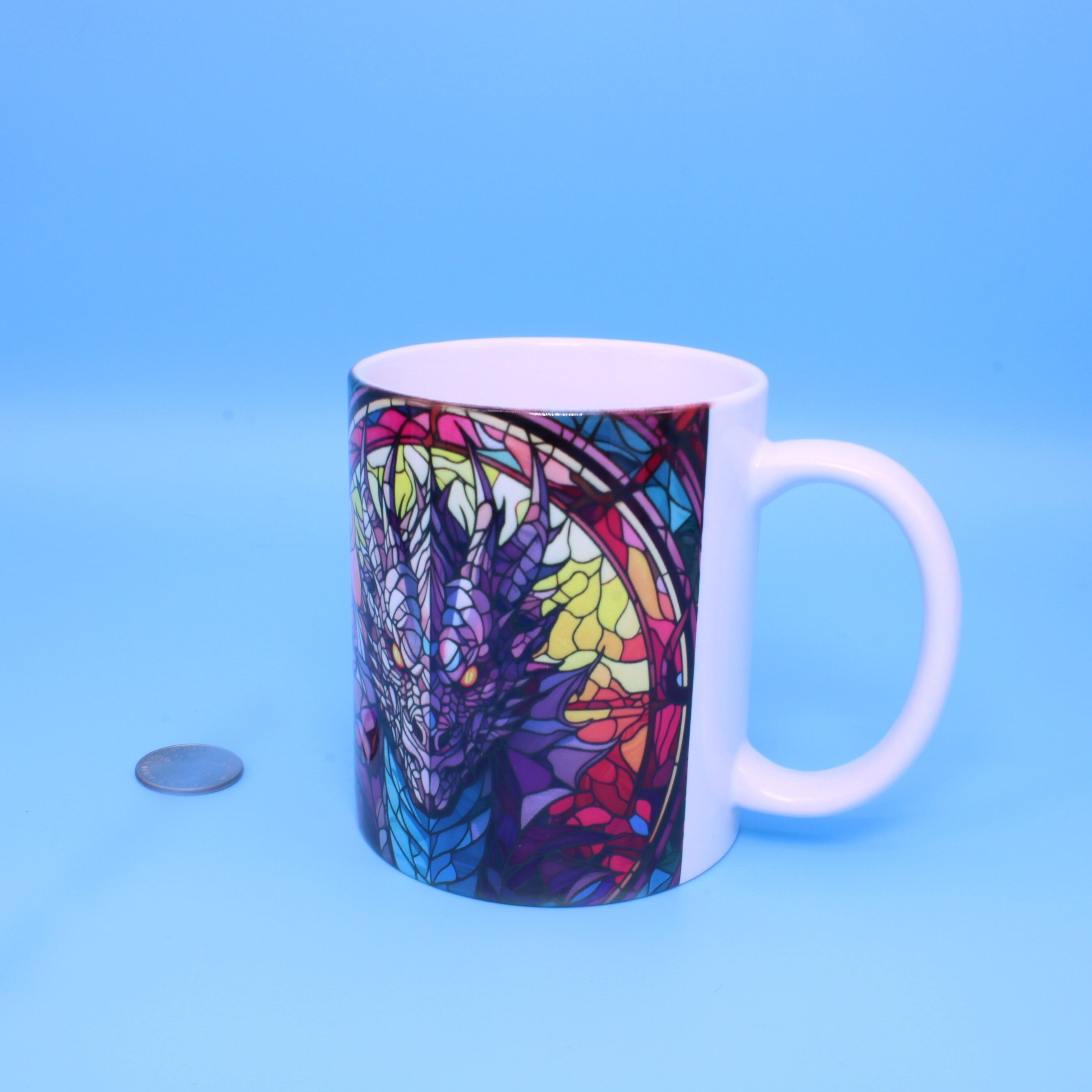 Dragon "Stained Glass" Ceramic Mug - Hot chocolate | Coffee | Hot Tea 11 0z. Perfect gift!