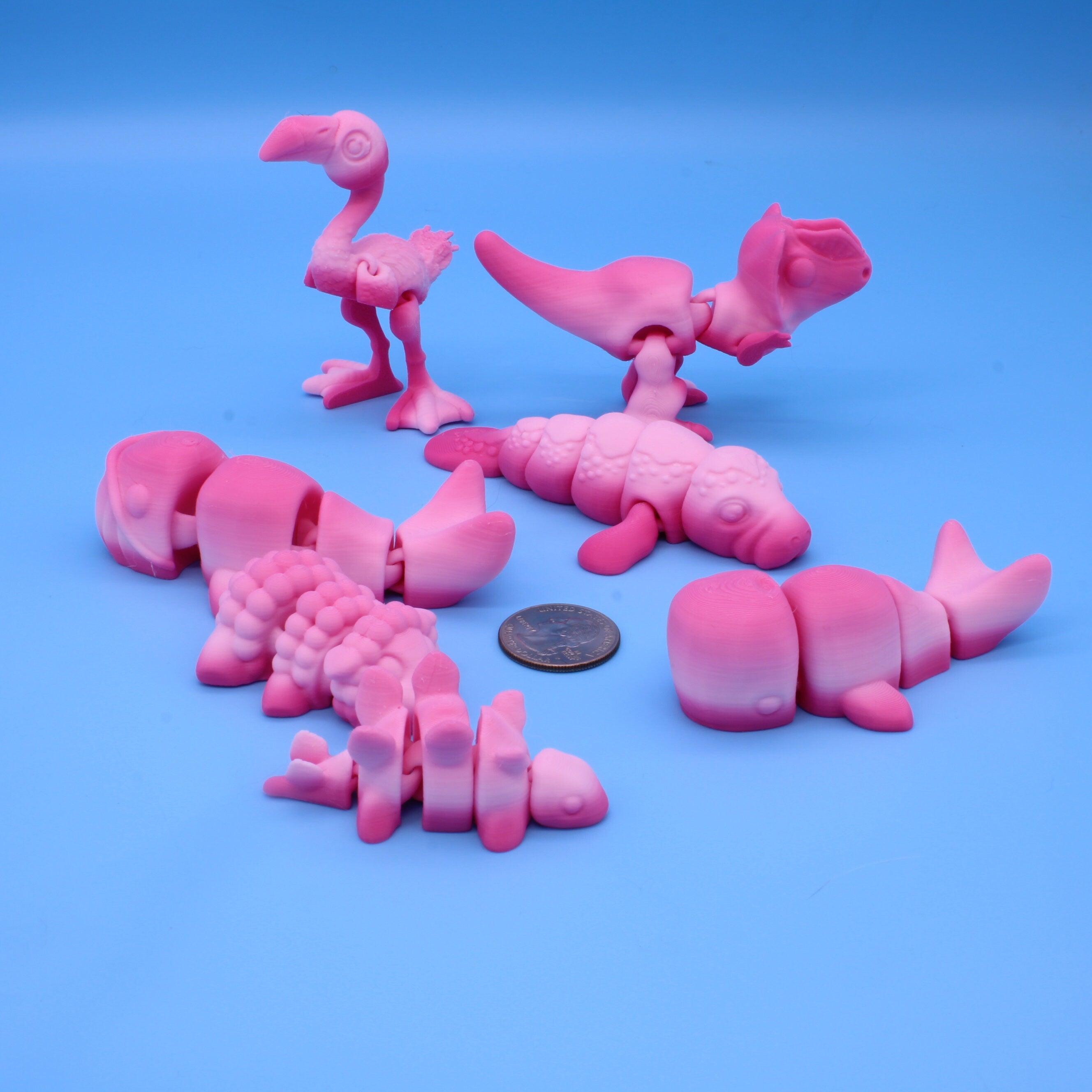Cute Animals, Random Pink Gradient - 3D Printed | Authorized Seller