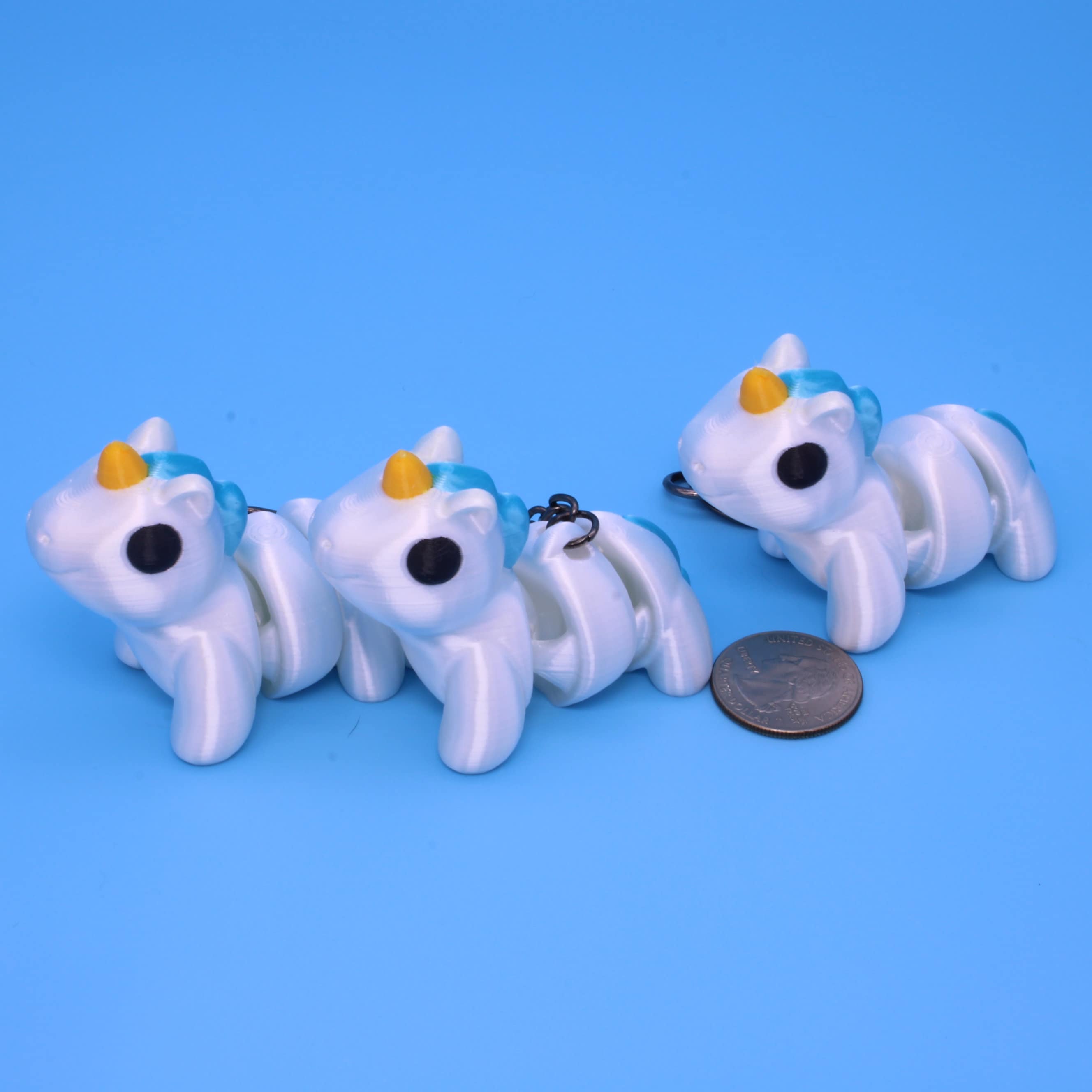 Unicorn, Yellow & Blue, 3 variations available, including keychain | 3D Printed