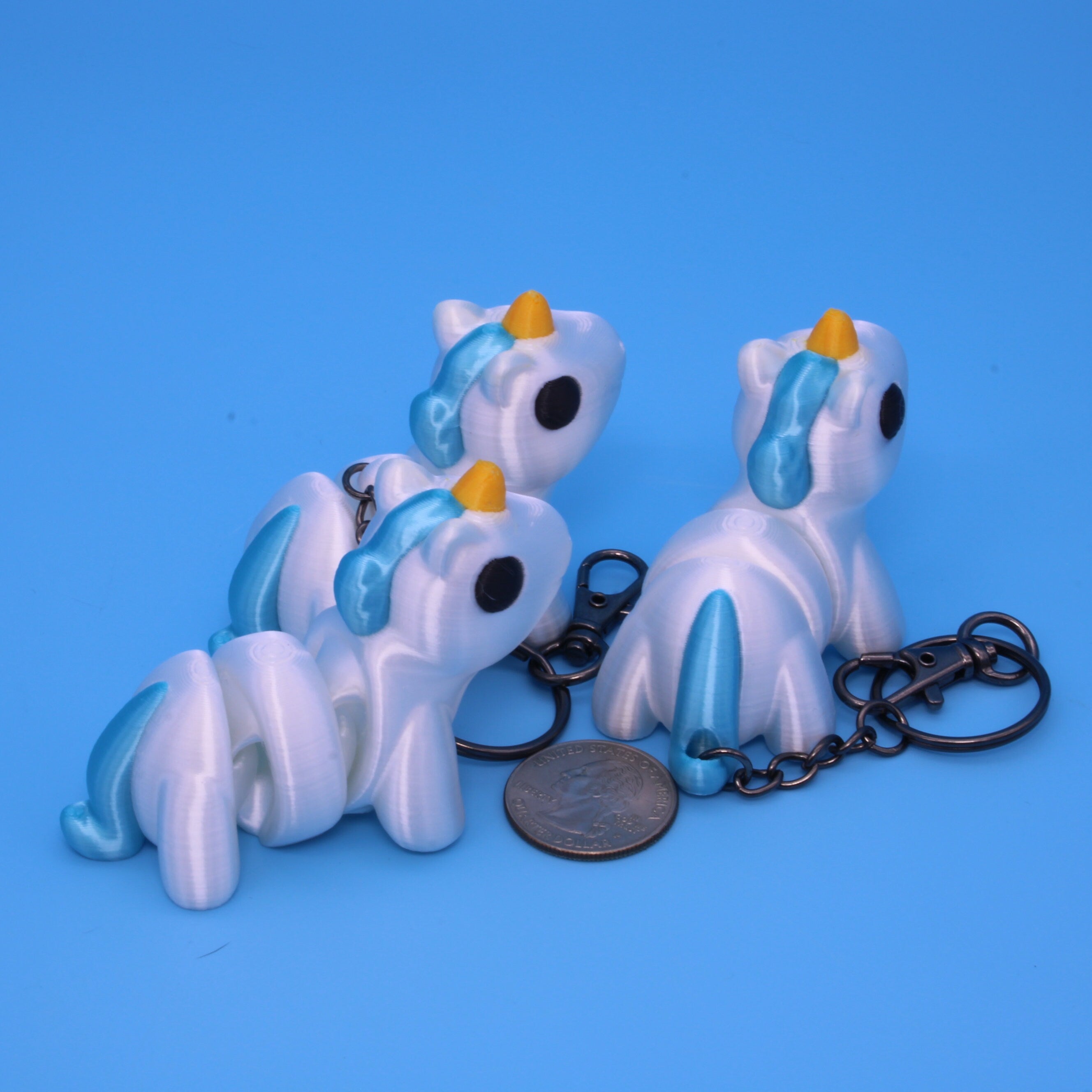 Unicorn, Yellow & Blue, 3 variations available, including keychain | 3D Printed