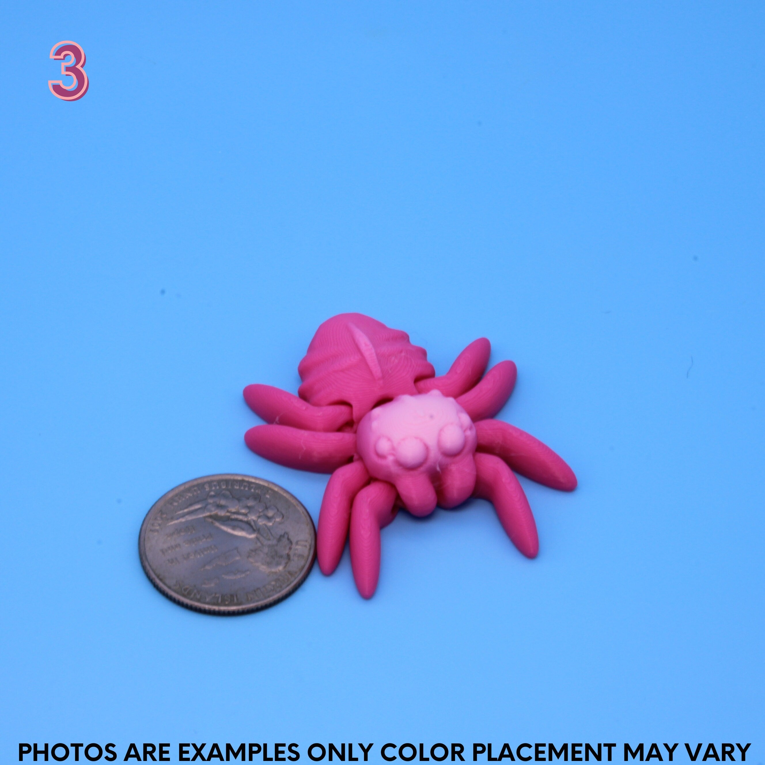 Mixed Lot of Pink Random Gradient, Spiders, Geckos, Whales, & Triceratops | 3D Printed