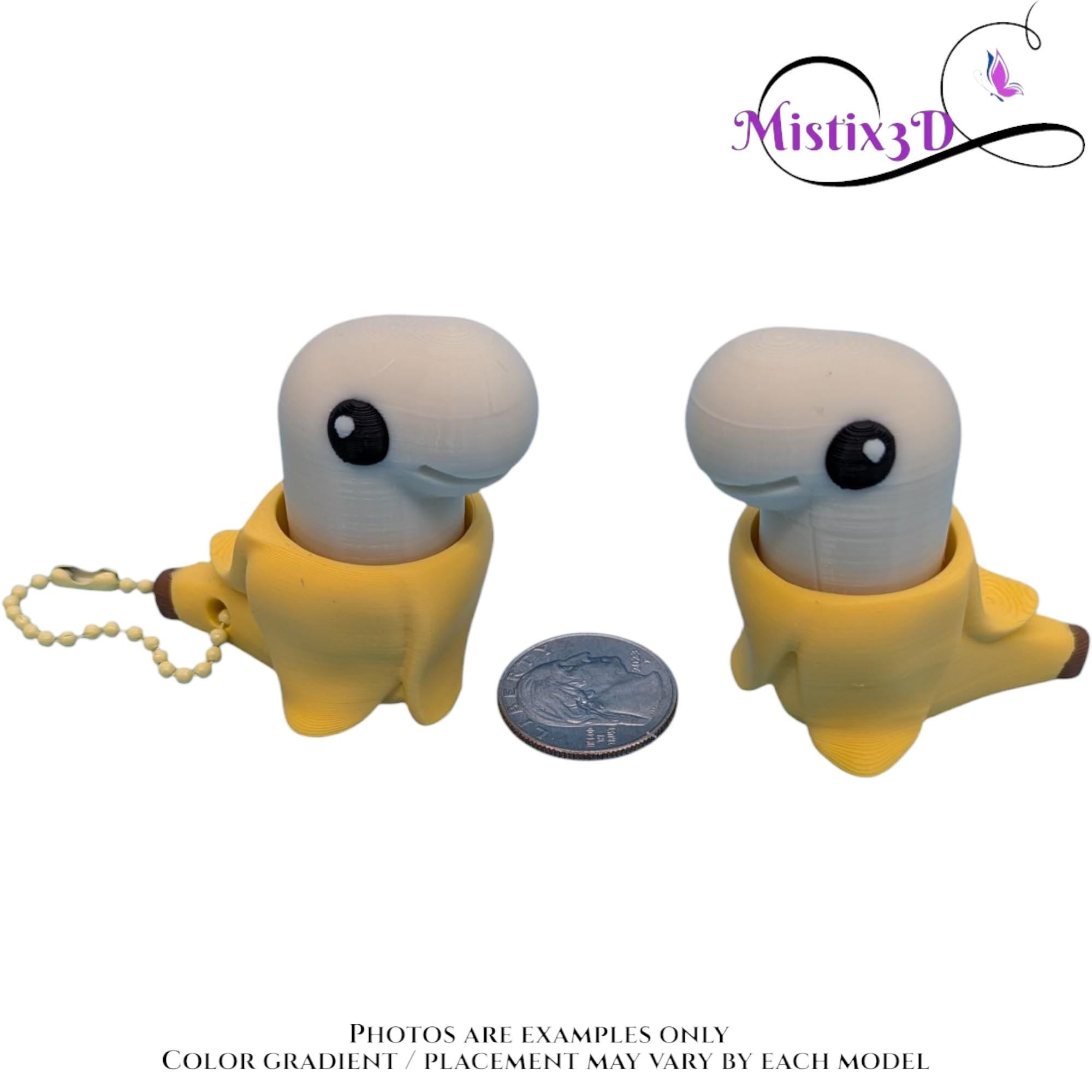 Banana Dinosaur Fidget Clicker Keychain