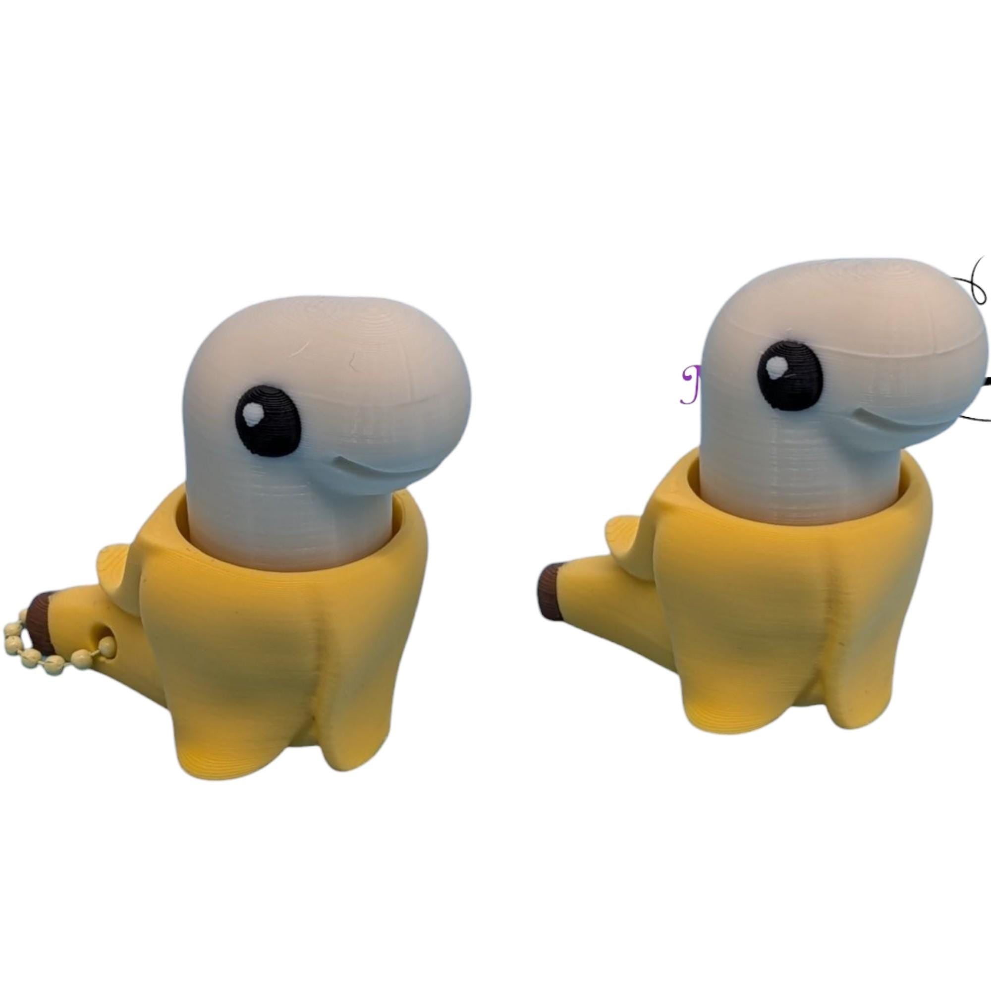 Banana Dinosaur Fidget Clicker Keychain