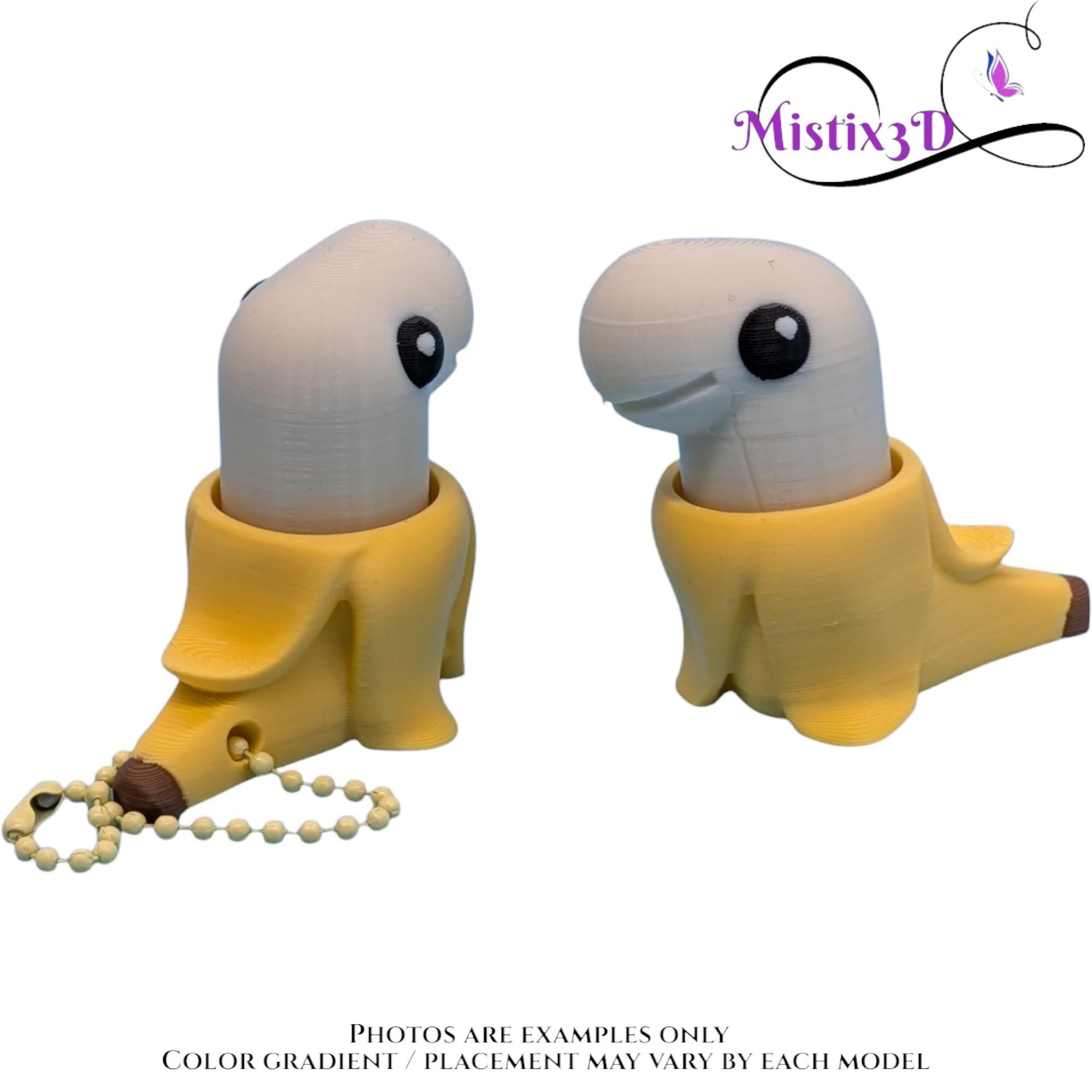 Banana Dinosaur Fidget Clicker Keychain