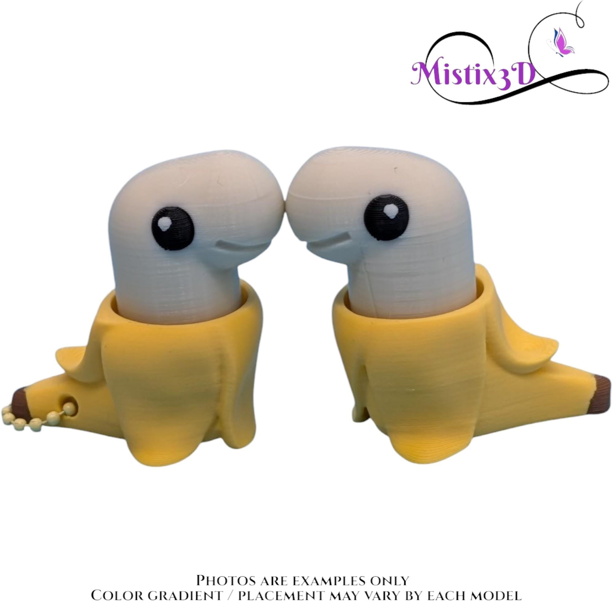 Banana Dinosaur Fidget Clicker Keychain