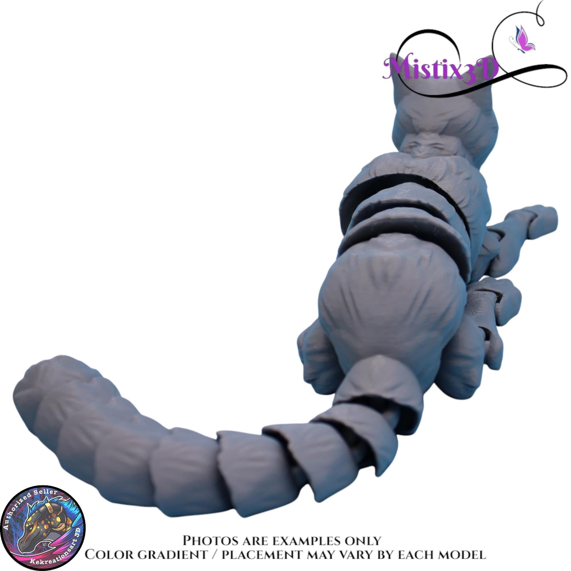 Articulated Grey Cat 3 Sizes – 3D Printed Poseable Cat Toy – Authorized Seller of Kekreations
