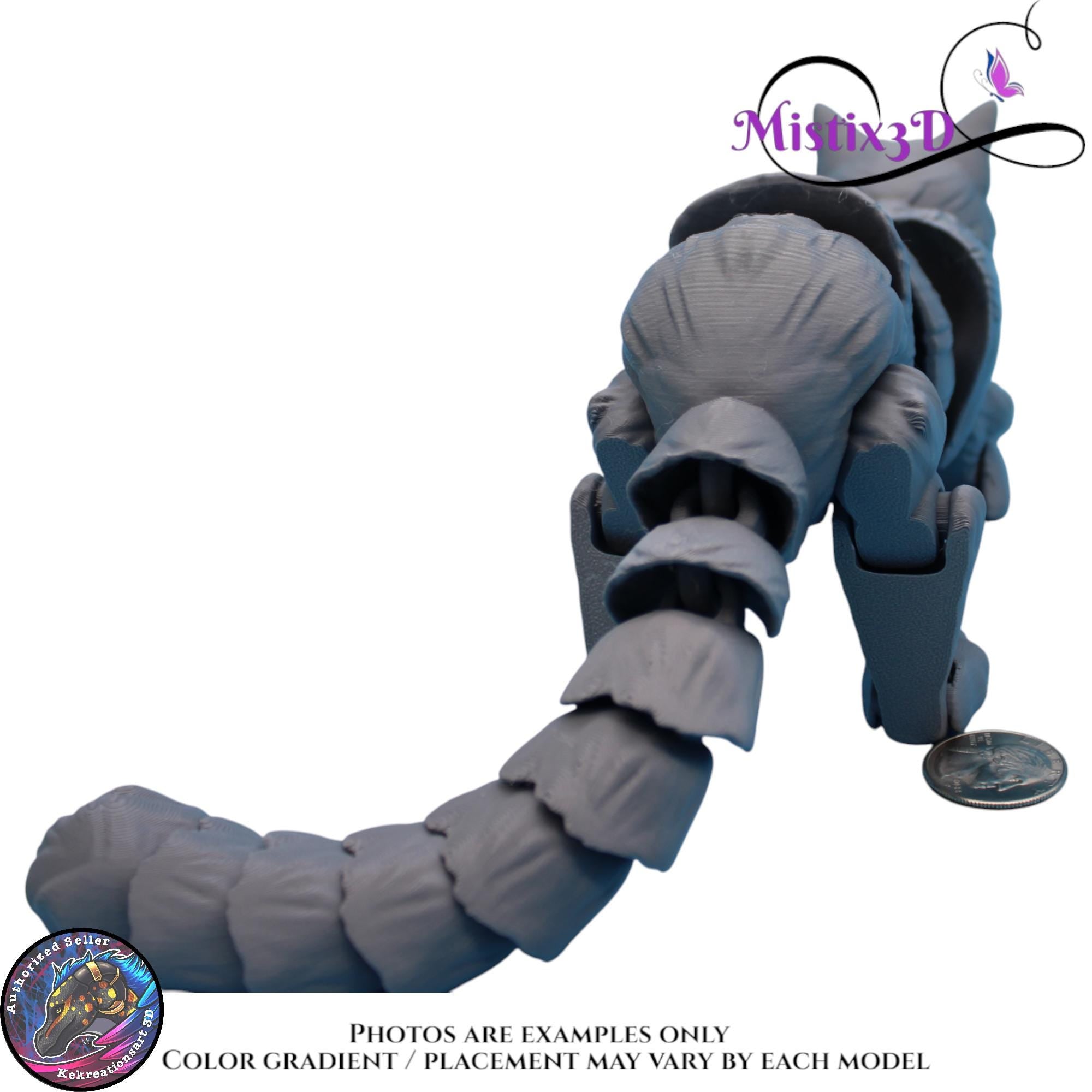 Articulated Grey Cat 3 Sizes – 3D Printed Poseable Cat Toy – Authorized Seller of Kekreations