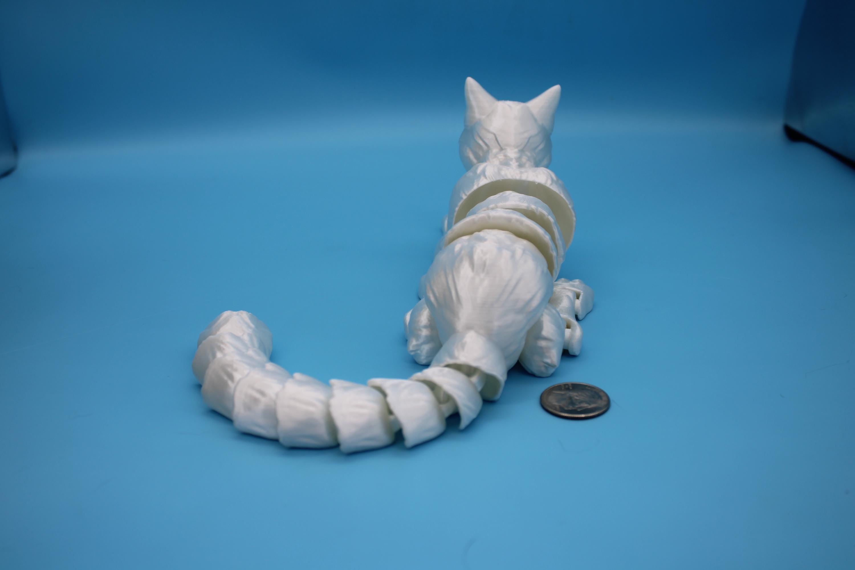 Articulated White Cat 13 Inches – 3D Printed Poseable Cat Toy – Authorized Seller of Kekreations