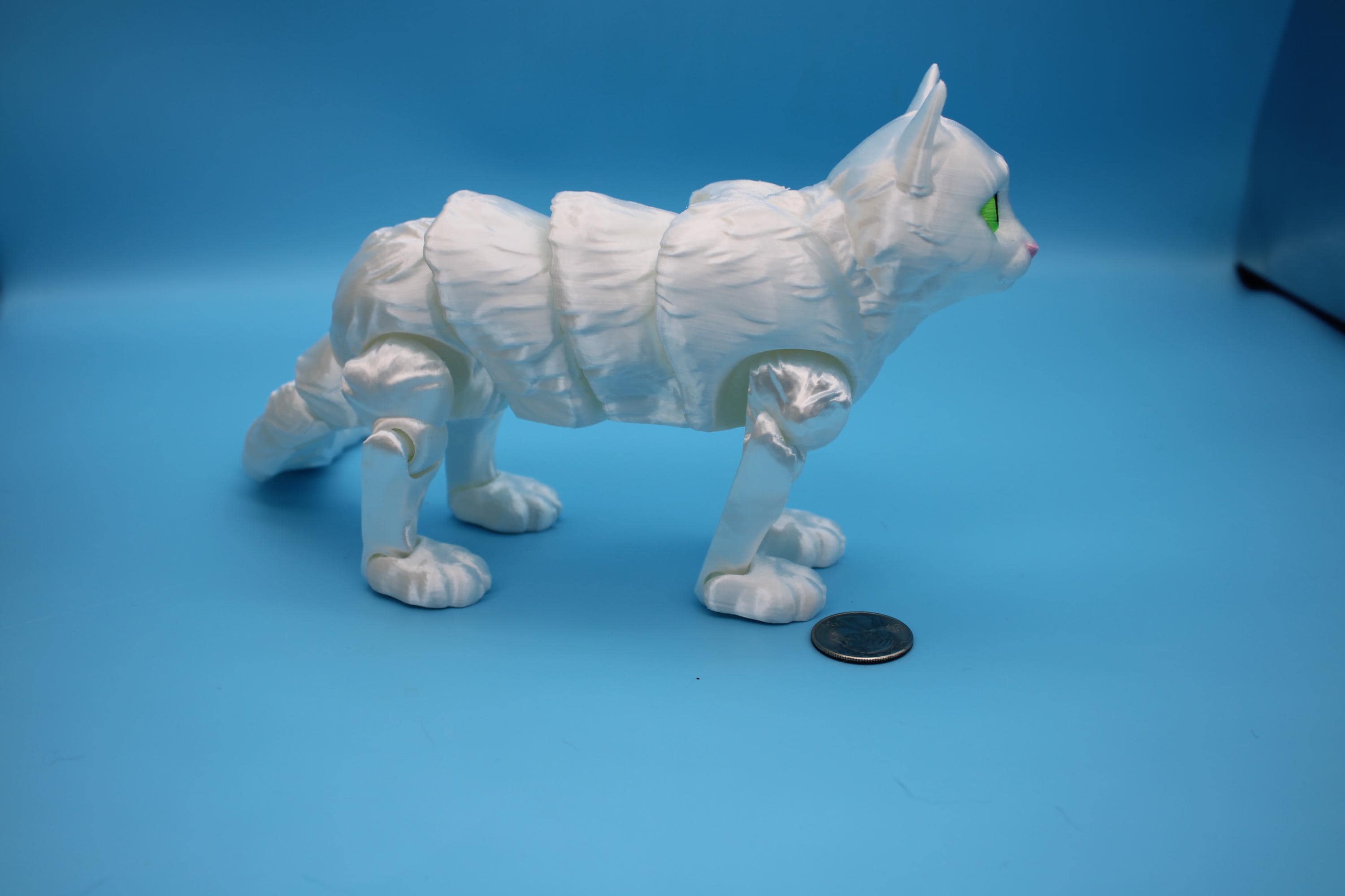 Articulated White Cat 13 Inches – 3D Printed Poseable Cat Toy – Authorized Seller of Kekreations