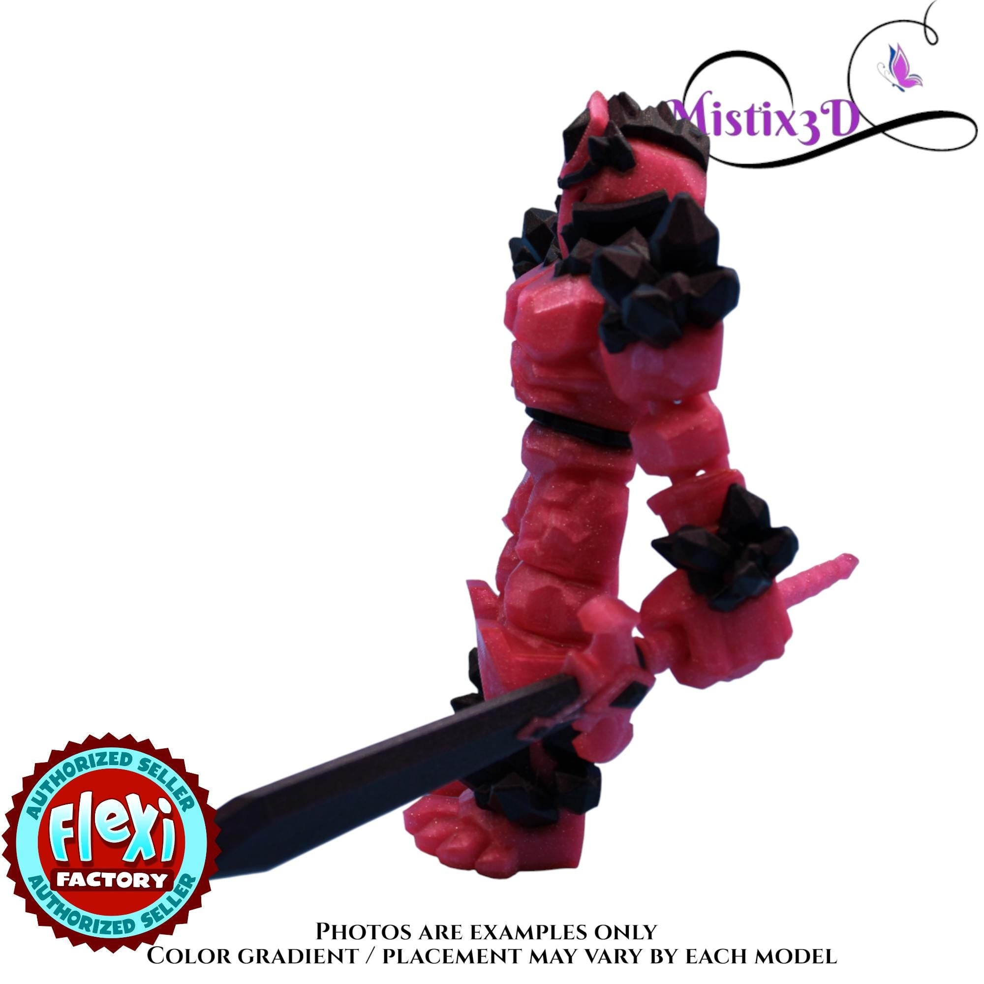 Pink & Purple Crystal Armored Warrior – Flexi Poseable Fantasy Figure | Crystal Knight Toy