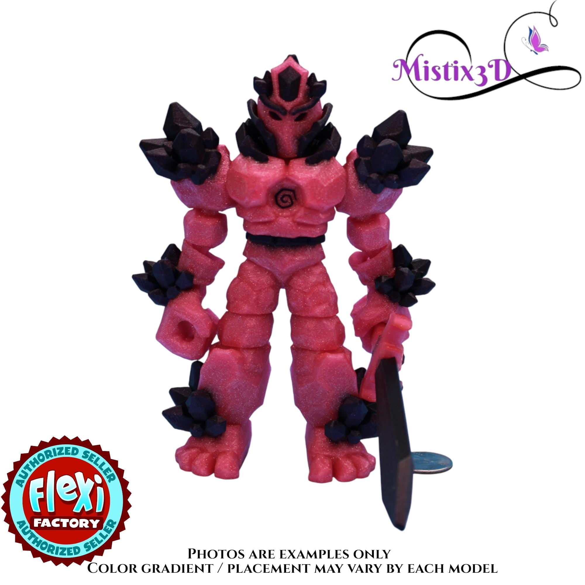 Pink & Purple Crystal Armored Warrior – Flexi Poseable Fantasy Figure | Crystal Knight Toy